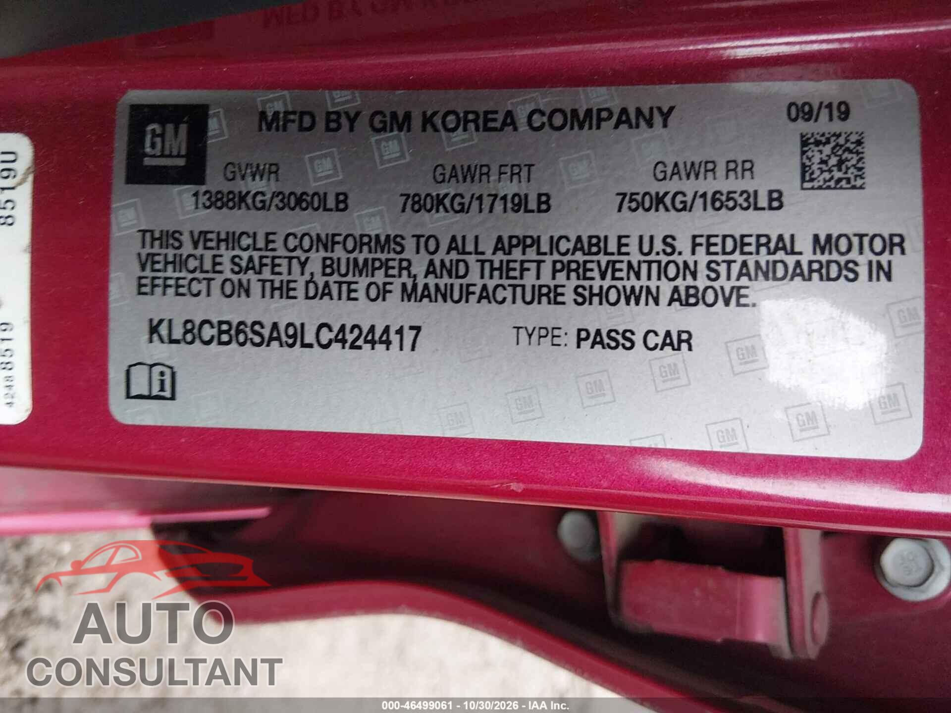 CHEVROLET SPARK 2020 - KL8CB6SA9LC424417