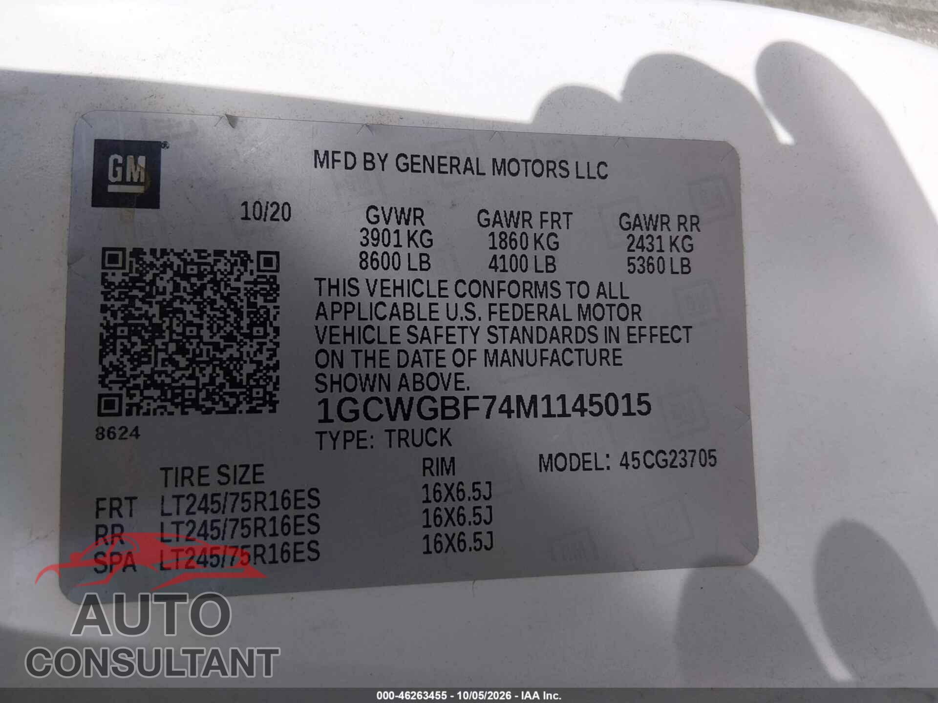 CHEVROLET EXPRESS CARGO 2021 - 1GCWGBF74M1145015
