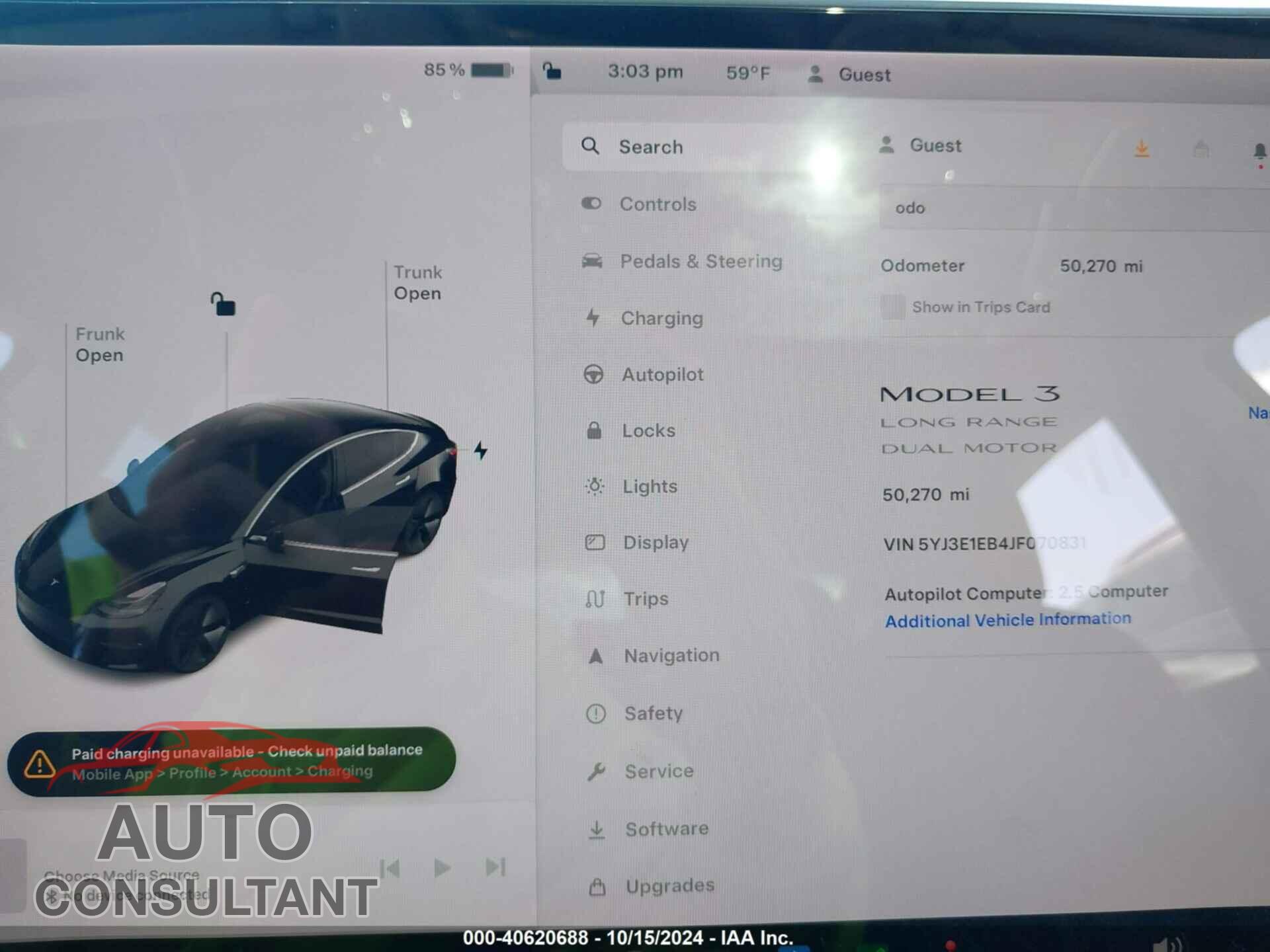 TESLA MODEL 3 2018 - 5YJ3E1EB4JF070831