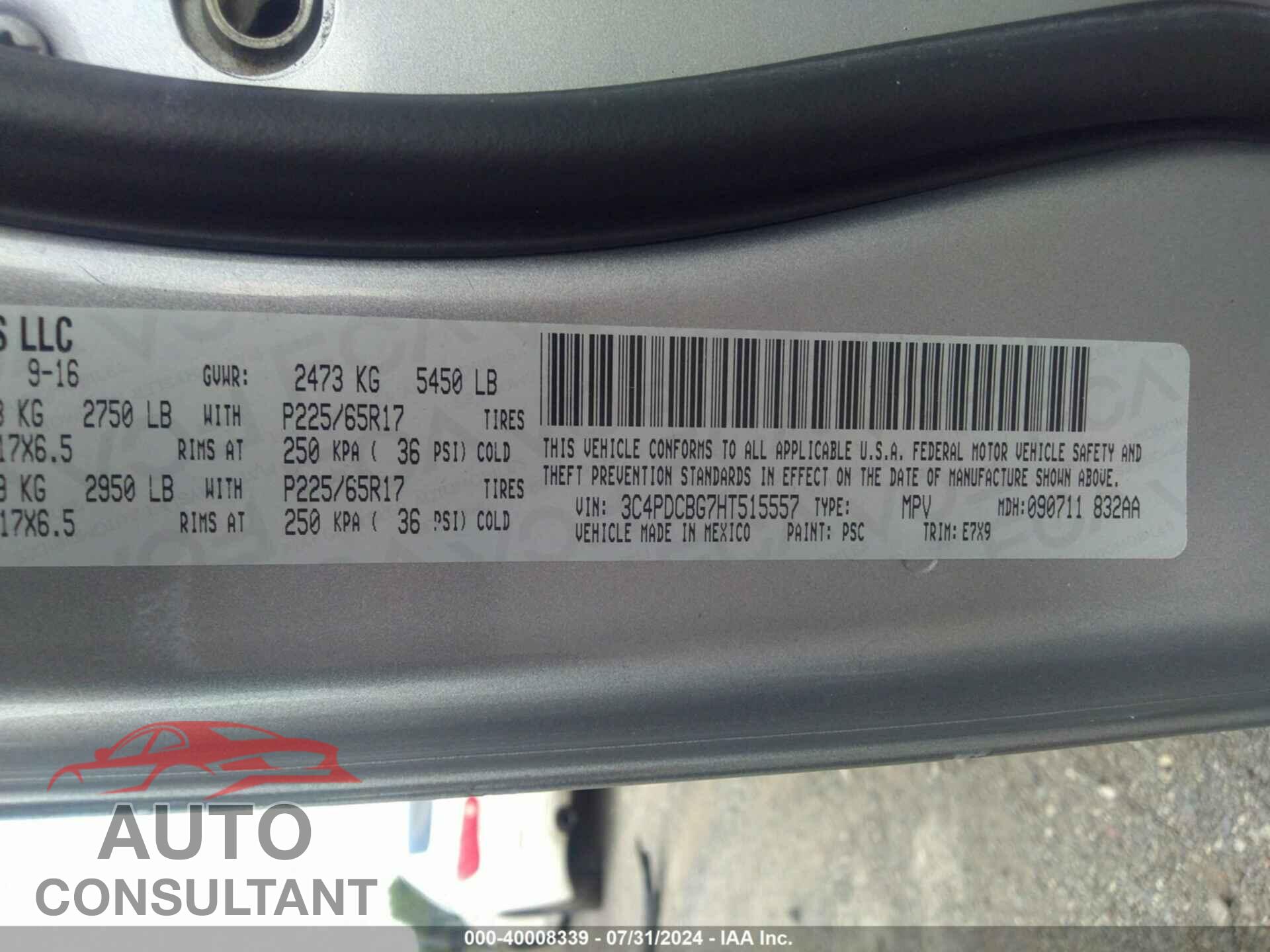 DODGE JOURNEY 2017 - 3C4PDCBG7HT515557