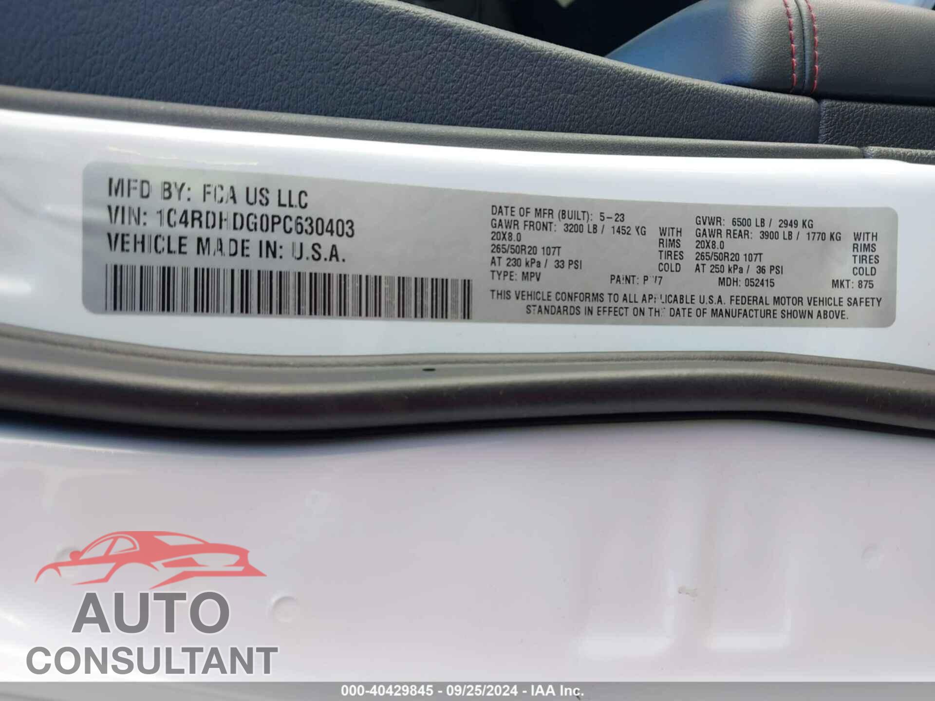 DODGE DURANGO 2023 - 1C4RDHDG0PC630403