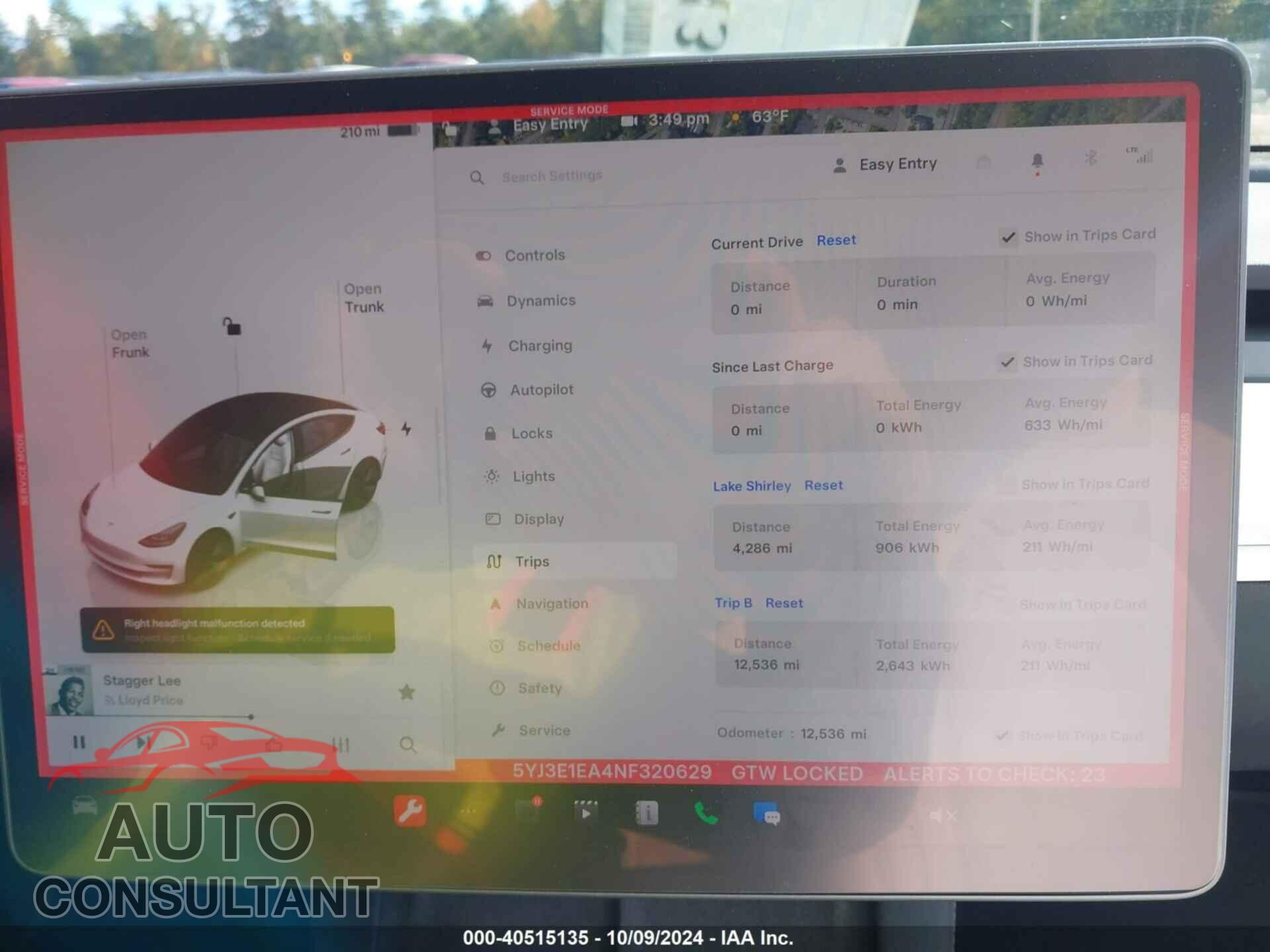 TESLA MODEL 3 2022 - 5YJ3E1EA4NF320629