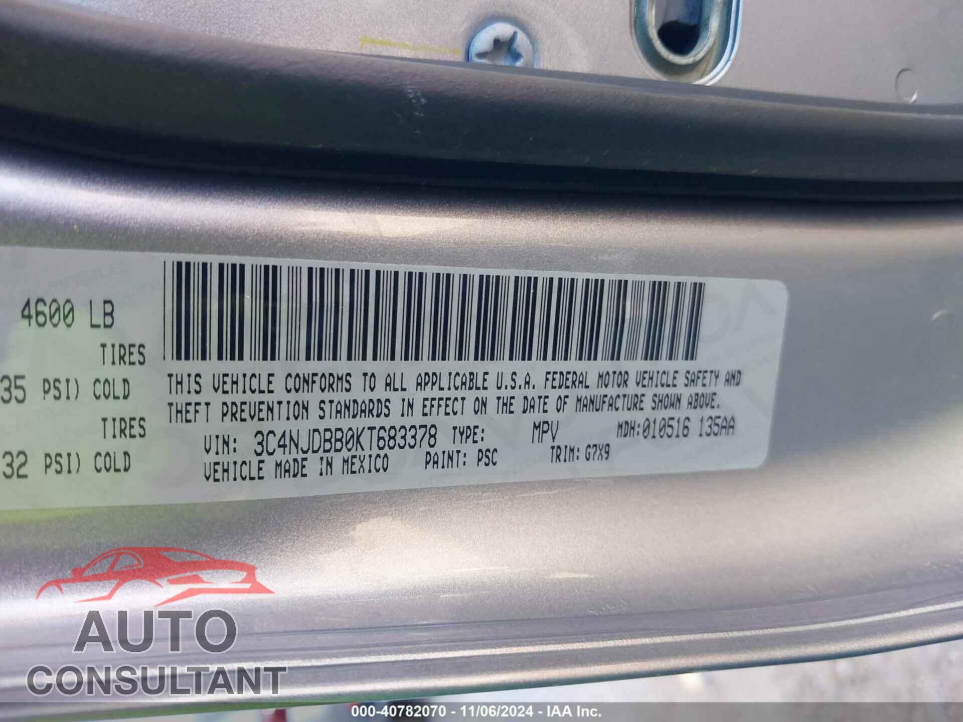 JEEP COMPASS 2019 - 3C4NJDBB0KT683378