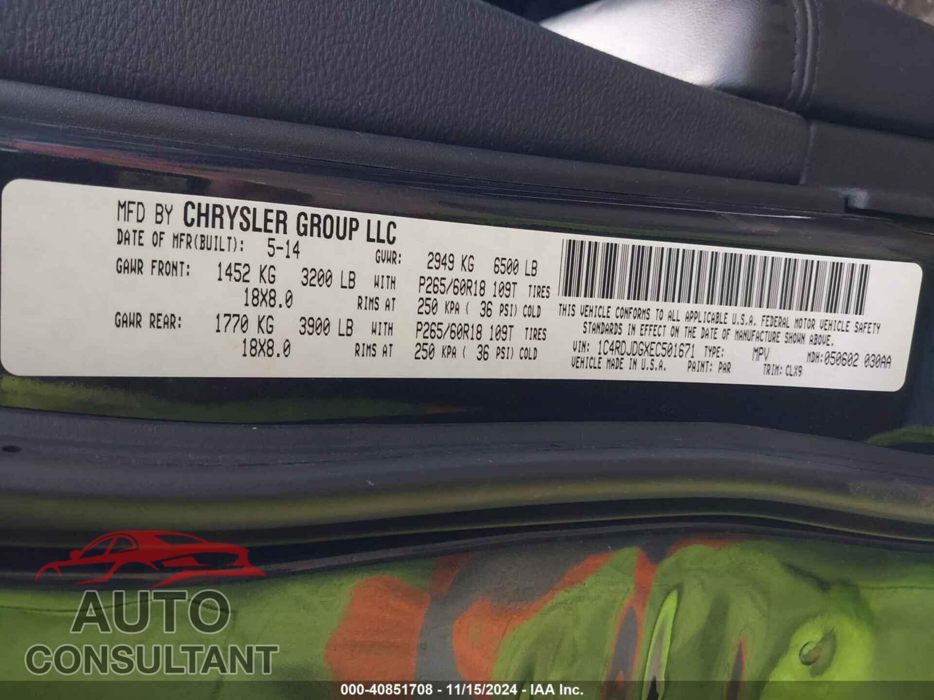 DODGE DURANGO 2014 - 1C4RDJDGXEC501671