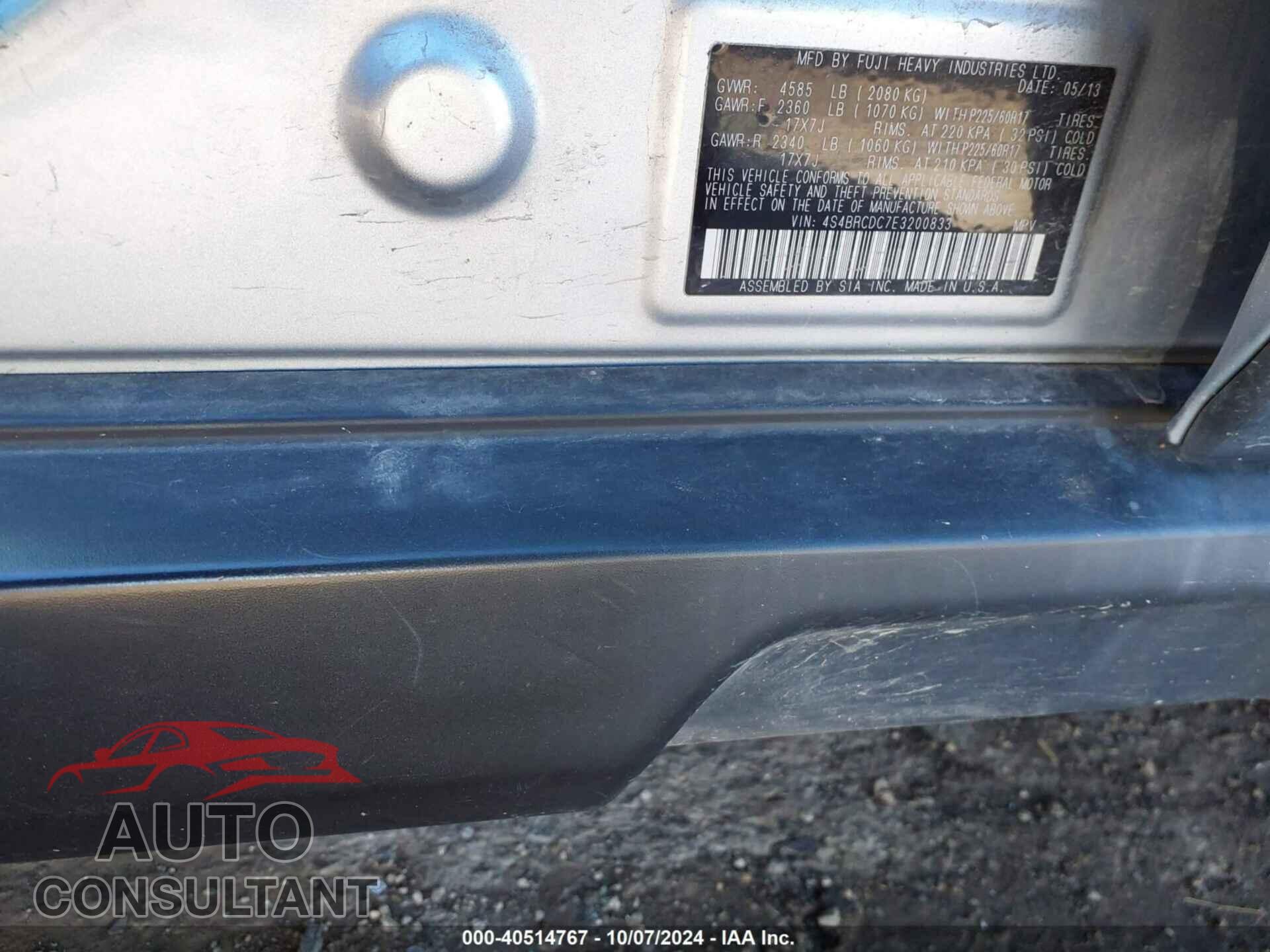 SUBARU OUTBACK 2014 - 4S4BRCDC7E3200833