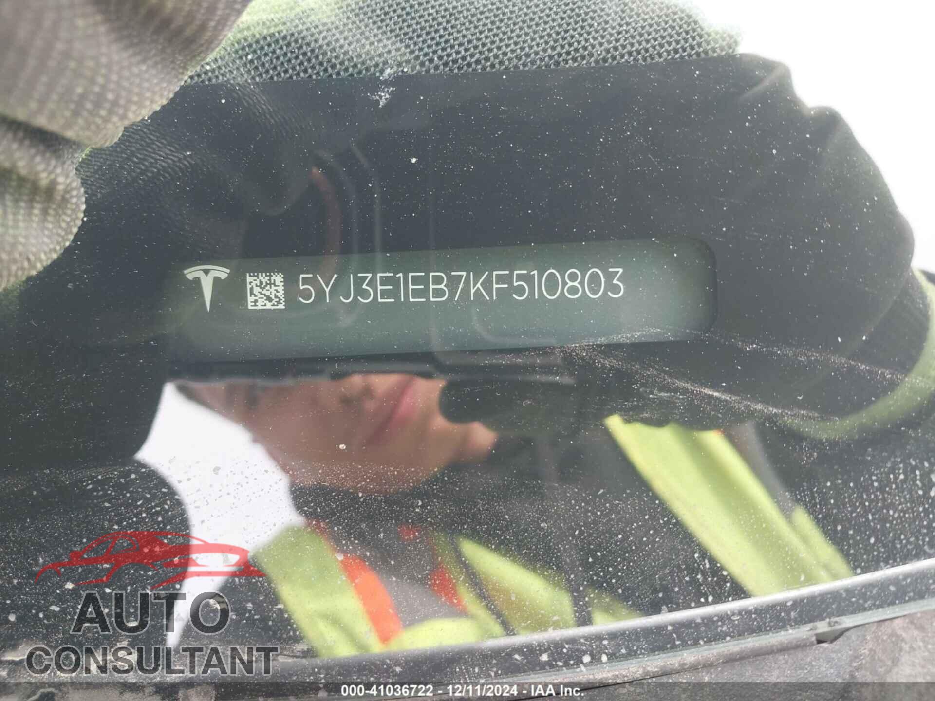 TESLA MODEL 3 2019 - 5YJ3E1EB7KF510803