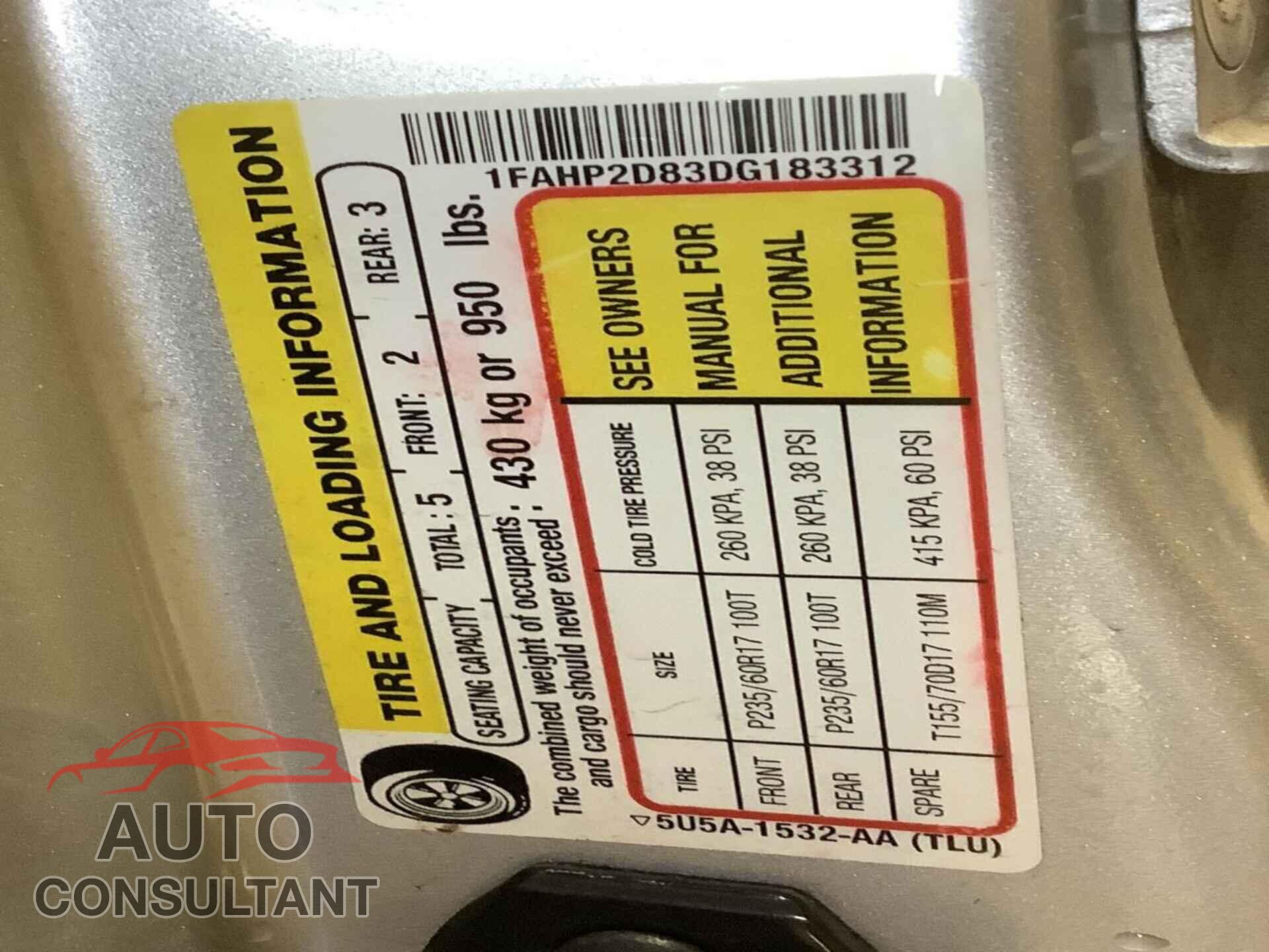 FORD TAURUS 2013 - 1FAHP2D83DG183312
