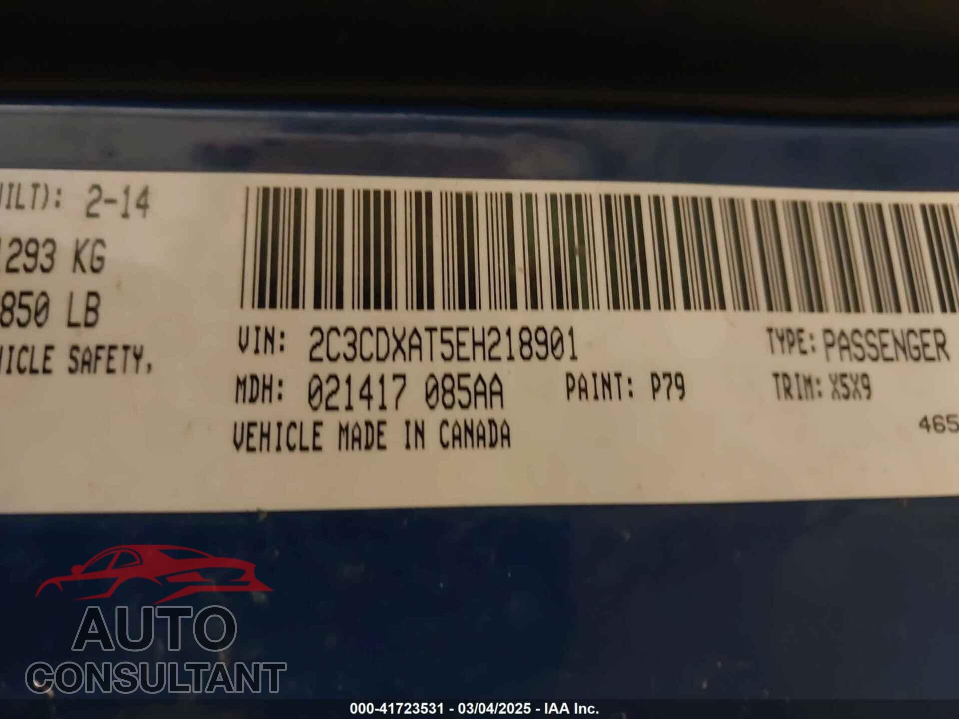 DODGE CHARGER 2014 - 2C3CDXAT5EH218901