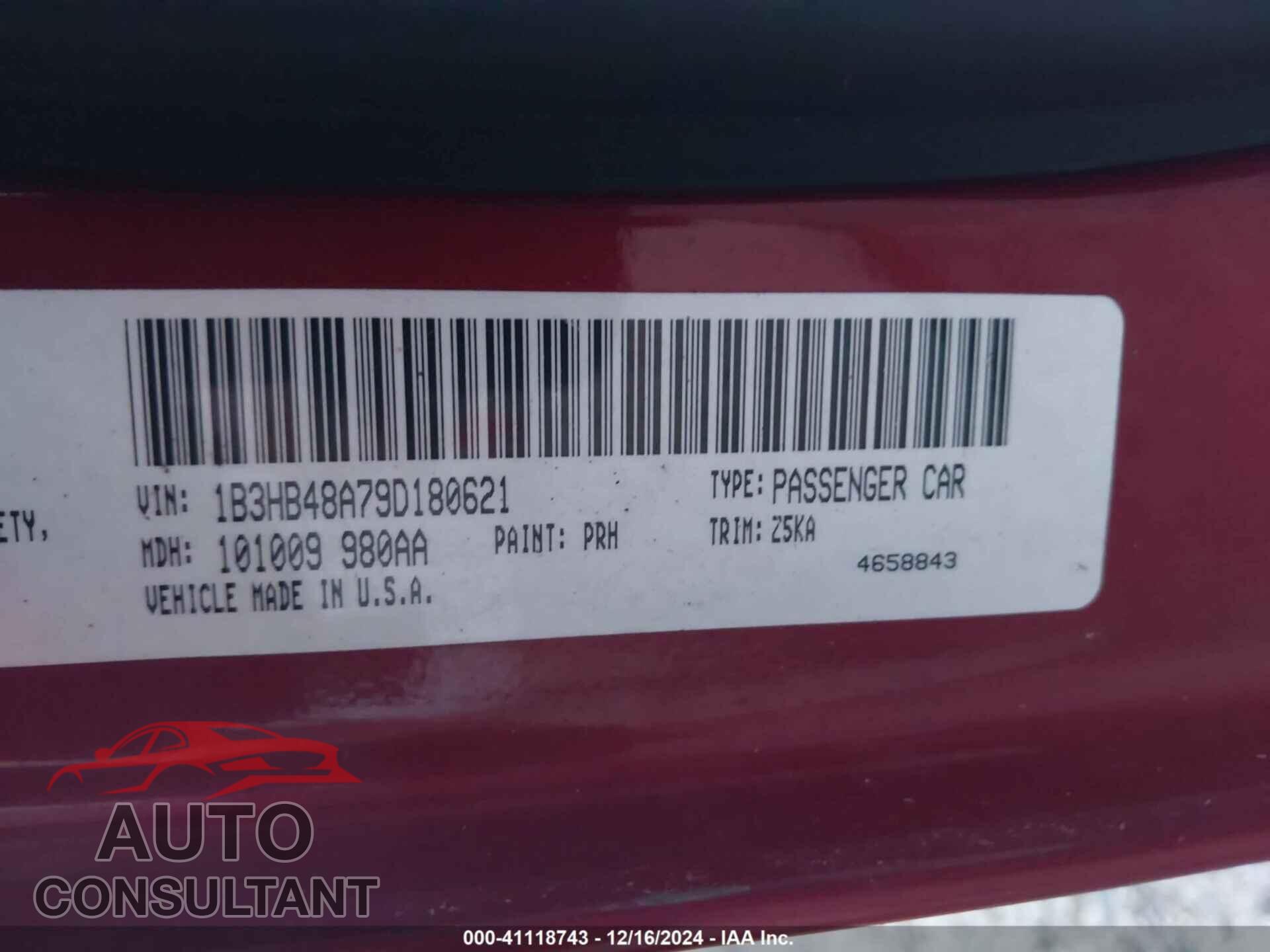 DODGE CALIBER 2009 - 1B3HB48A79D180621