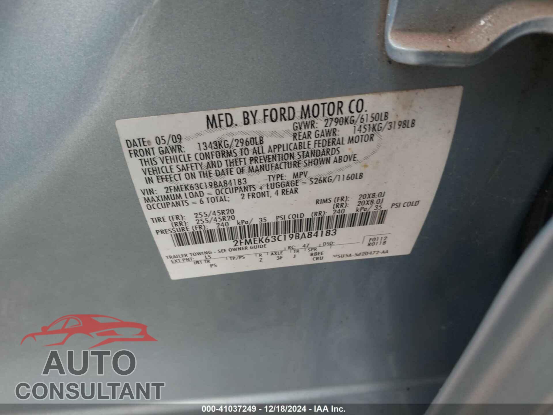 FORD FLEX 2009 - 2FMEK63C19BA84183