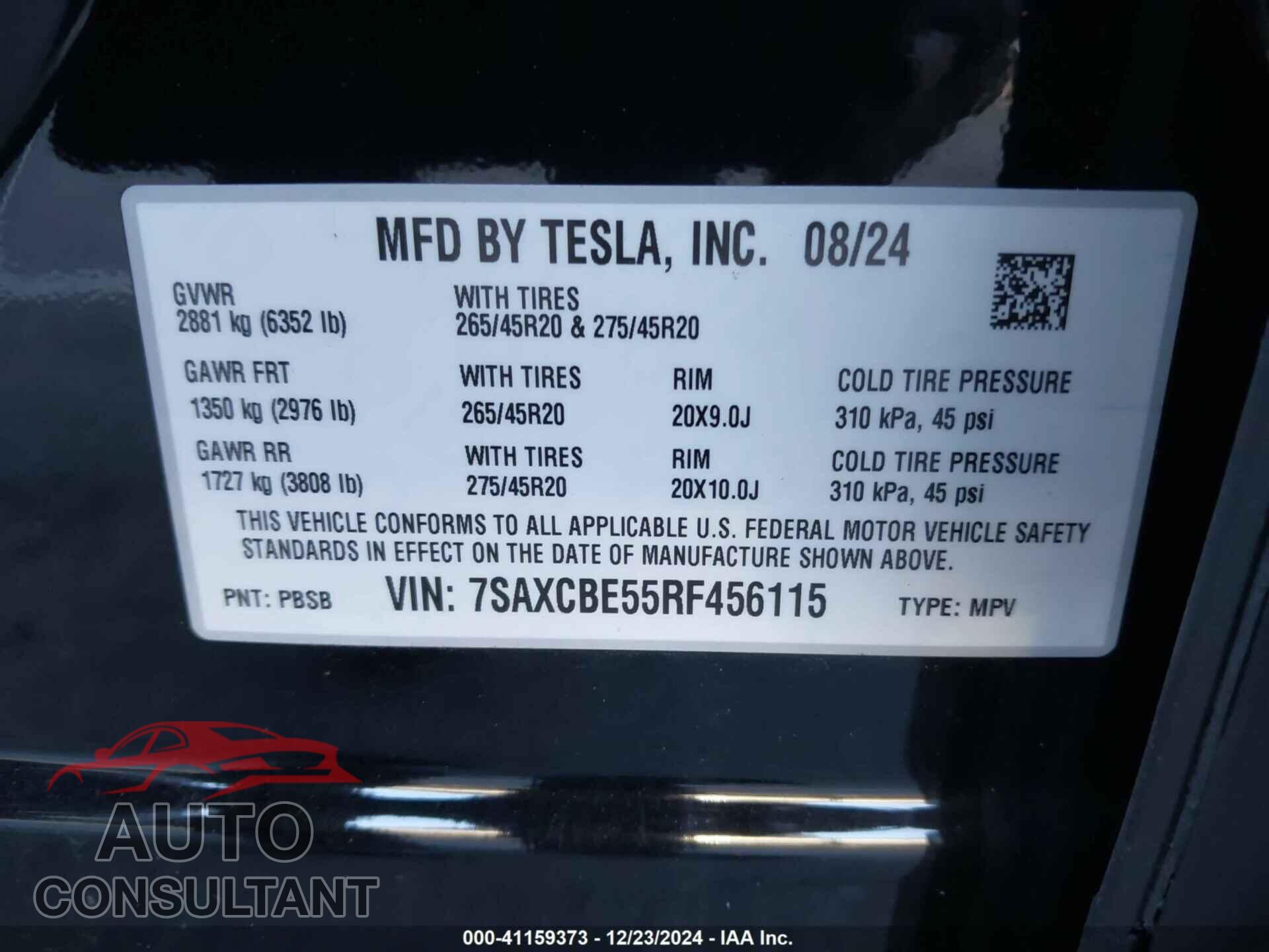 TESLA MODEL X 2024 - 7SAXCBE55RF456115