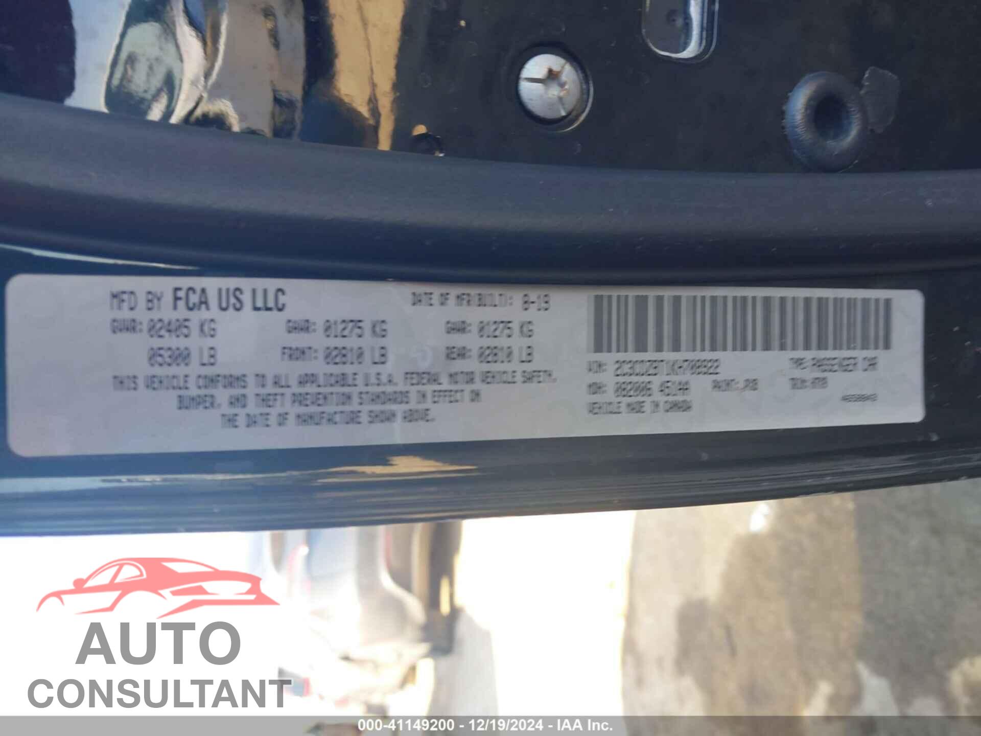DODGE CHALLENGER 2019 - 2C3CDZBT1KH708922