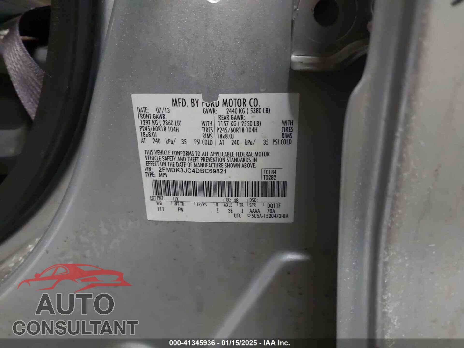FORD EDGE 2013 - 2FMDK3JC4DBC69821