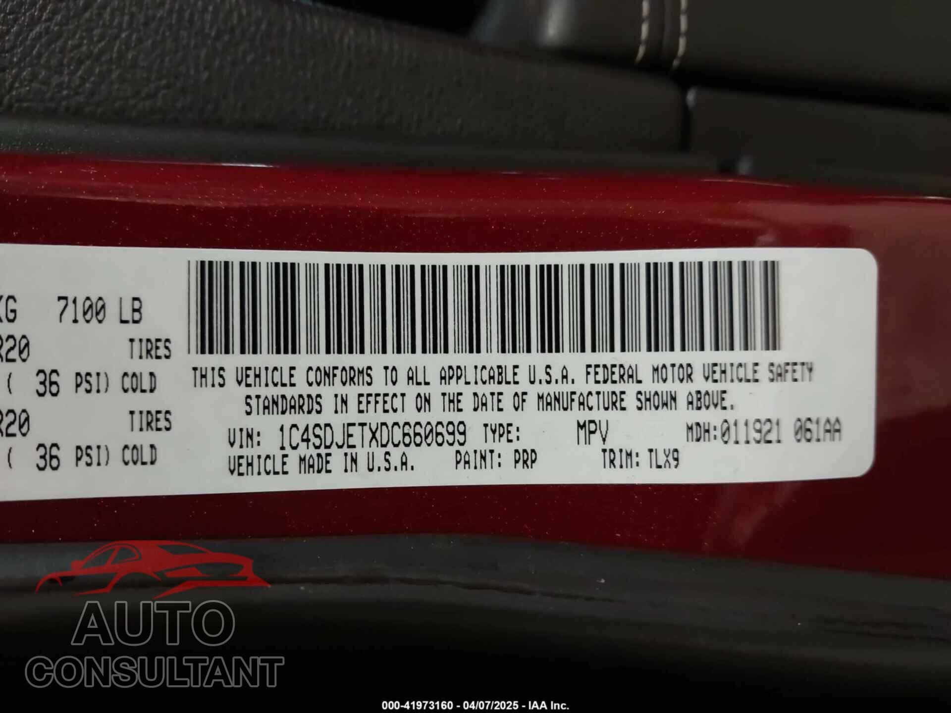 DODGE DURANGO 2013 - 1C4SDJETXDC660699