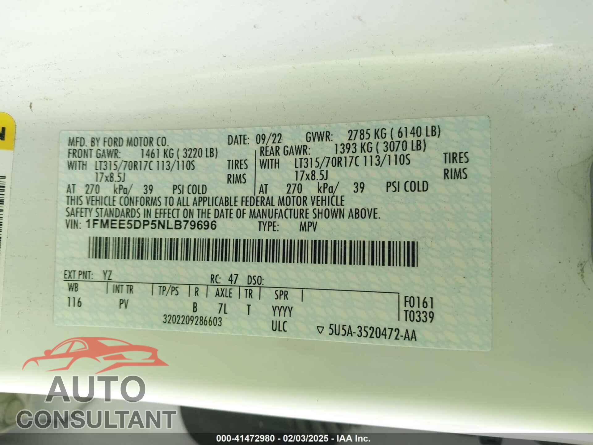 FORD BRONCO 2022 - 1FMEE5DP5NLB79696