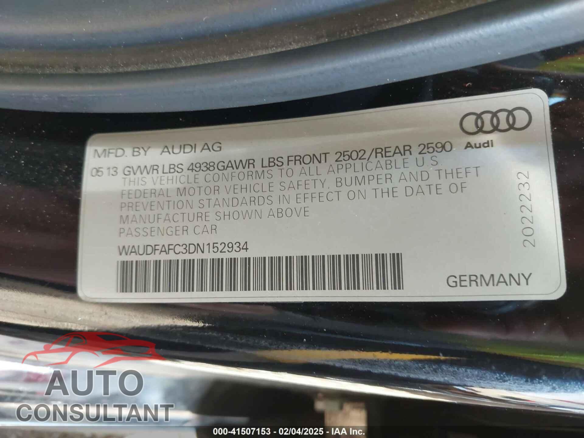 AUDI A6 2013 - WAUDFAFC3DN152934
