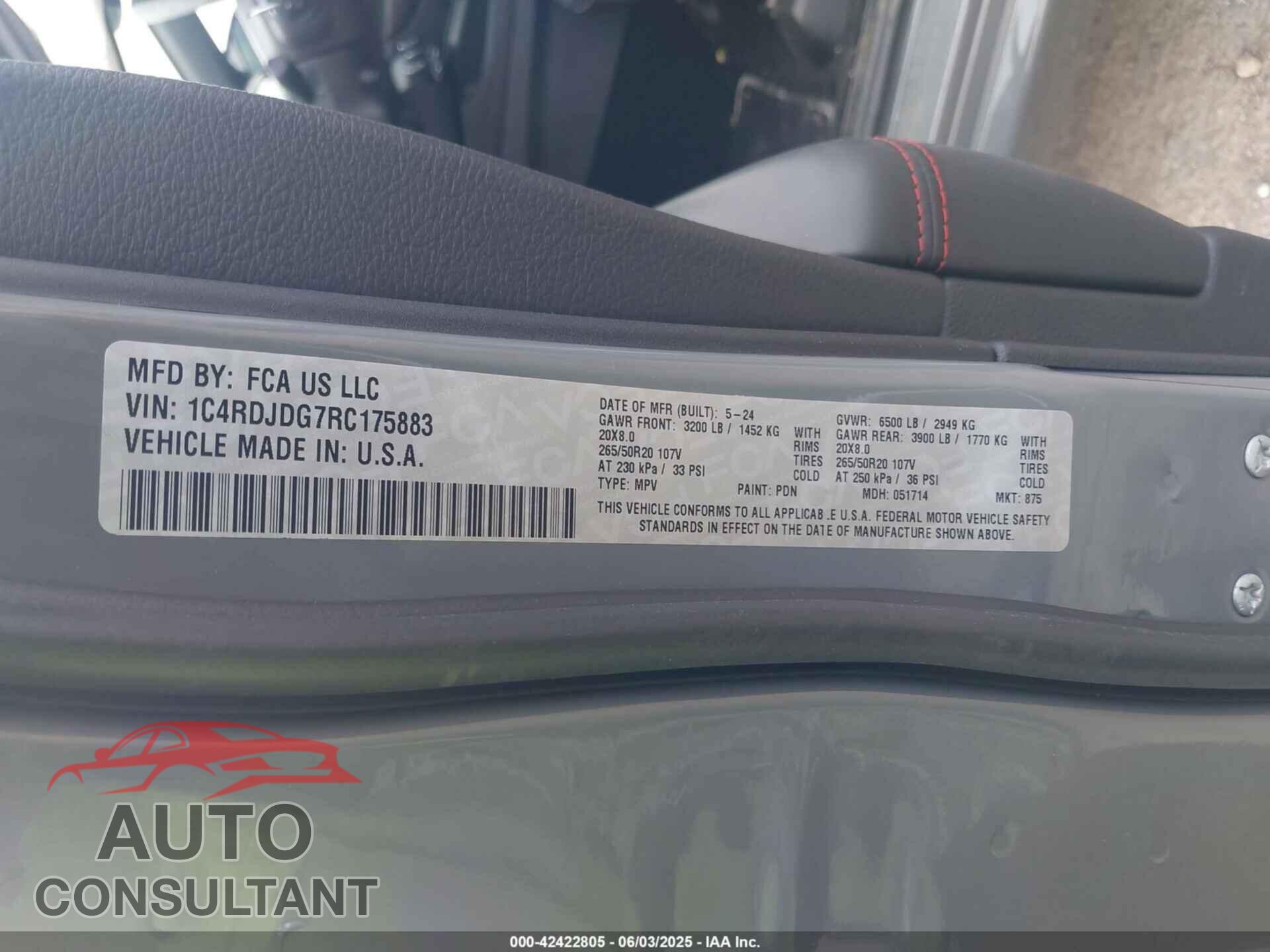 DODGE DURANGO 2024 - 1C4RDJDG7RC175883