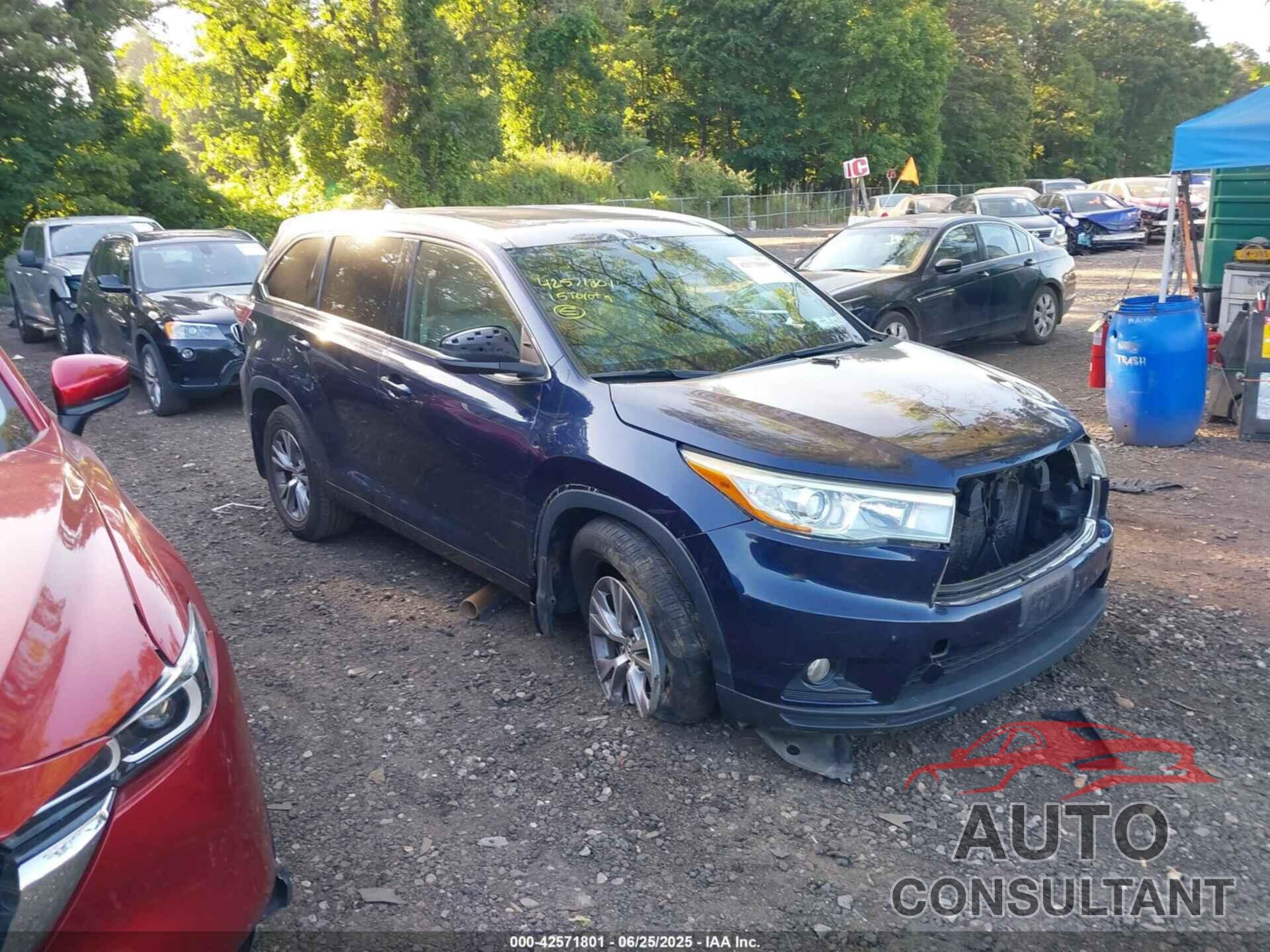 TOYOTA HIGHLANDER 2015 - 5TDJKRFH3FS104326
