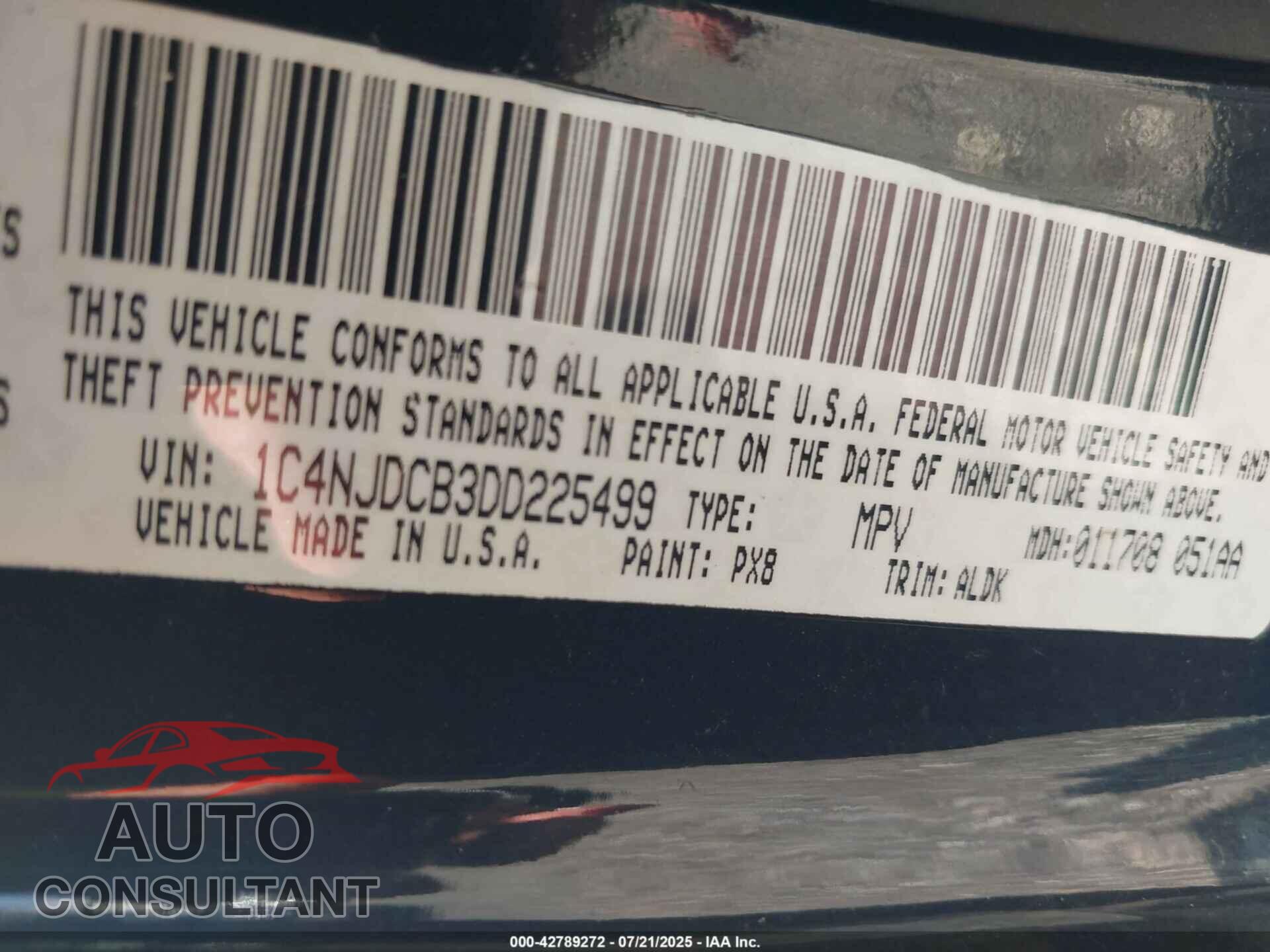 JEEP COMPASS 2013 - 1C4NJDCB3DD225499