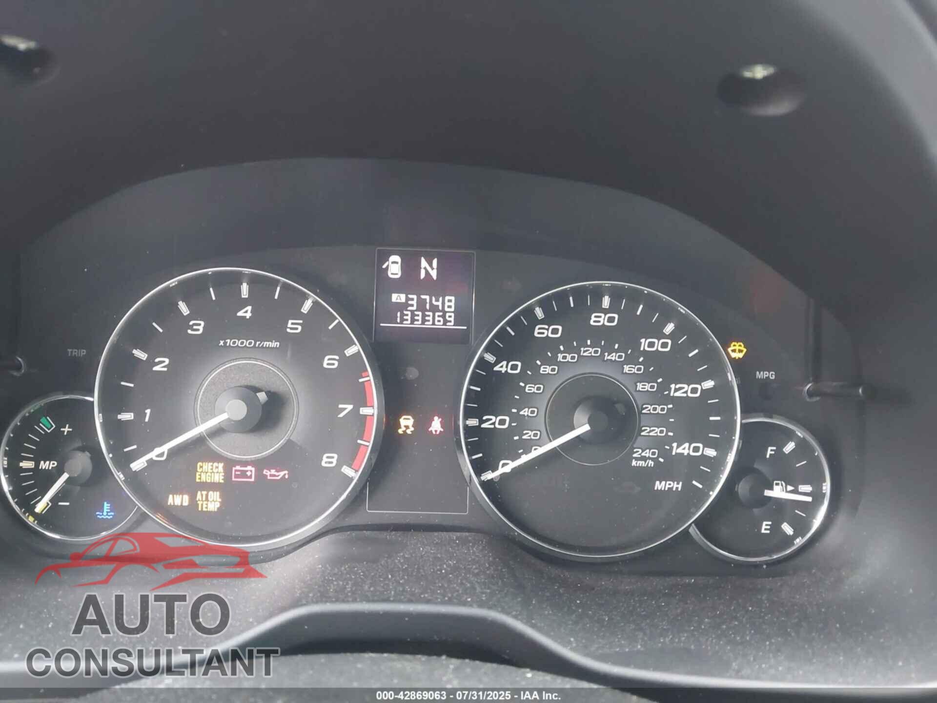 SUBARU OUTBACK 2012 - 4S4BRBCC8C3297971