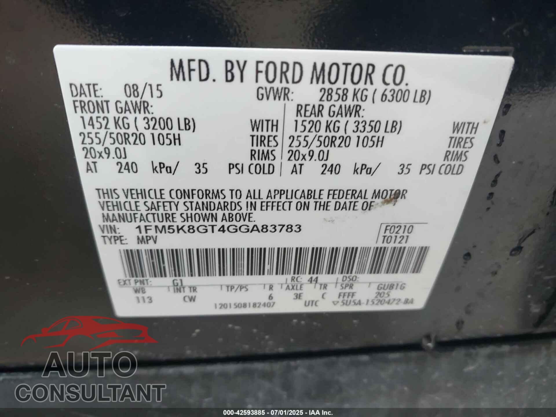 FORD EXPLORER 2016 - 1FM5K8GT4GGA83783