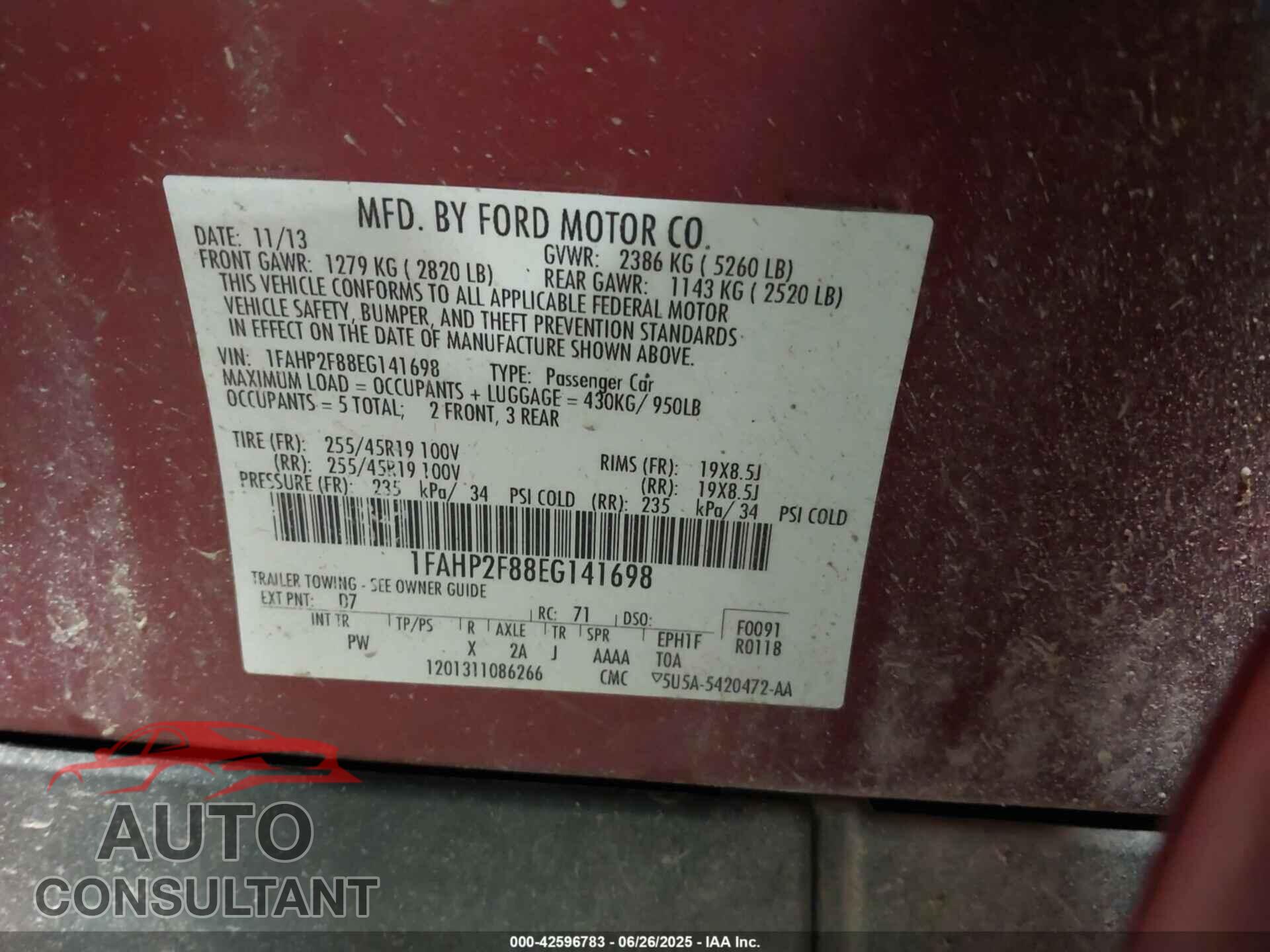FORD TAURUS 2014 - 1FAHP2F88EG141698