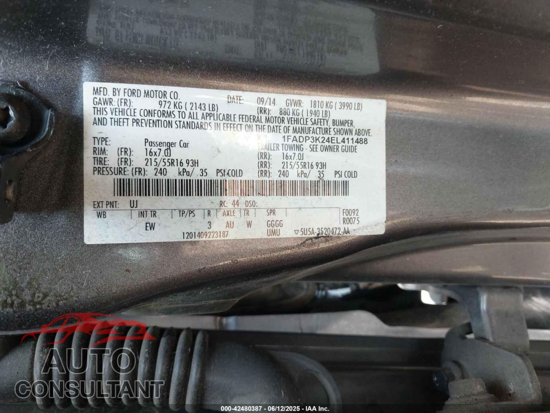 FORD FOCUS 2014 - 1FADP3K24EL411488