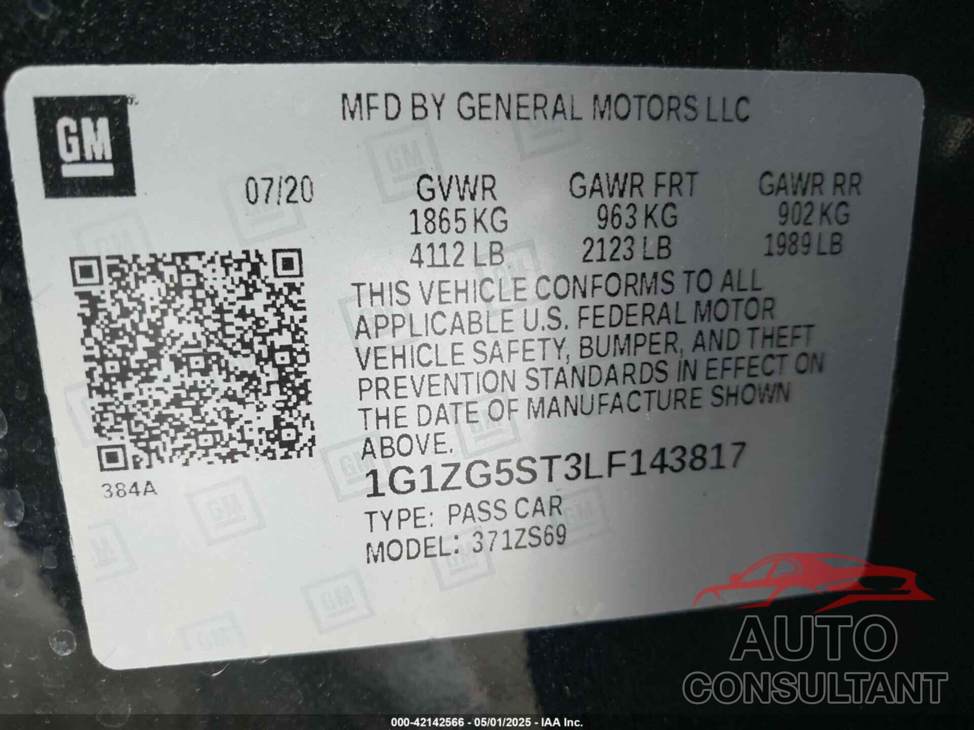 CHEVROLET MALIBU 2020 - 1G1ZG5ST3LF143817