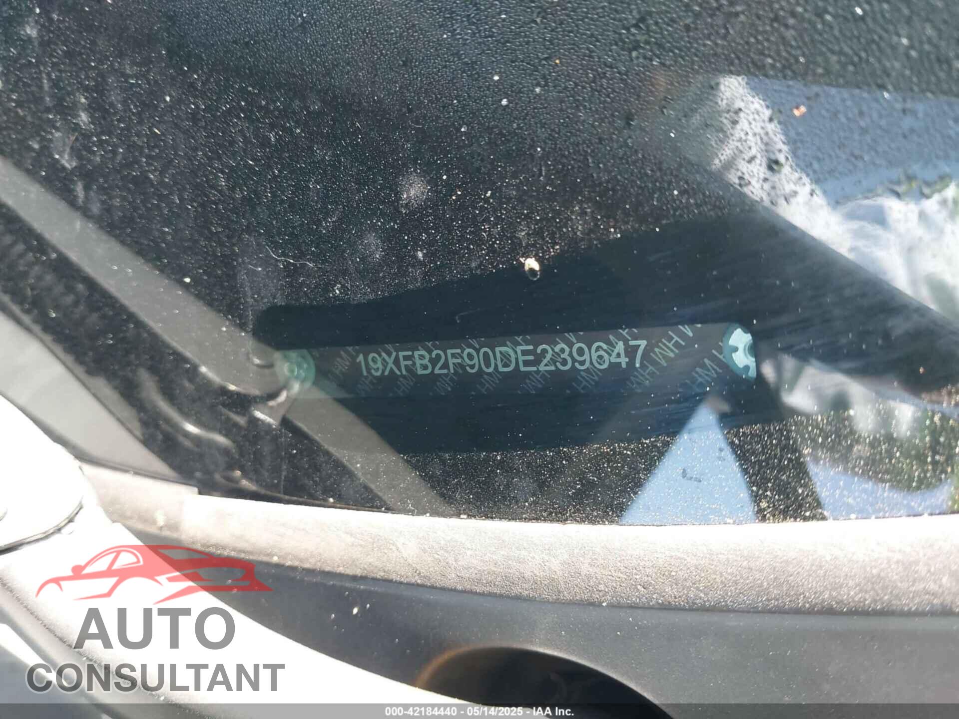 HONDA CIVIC 2013 - 19XFB2F90DE239647