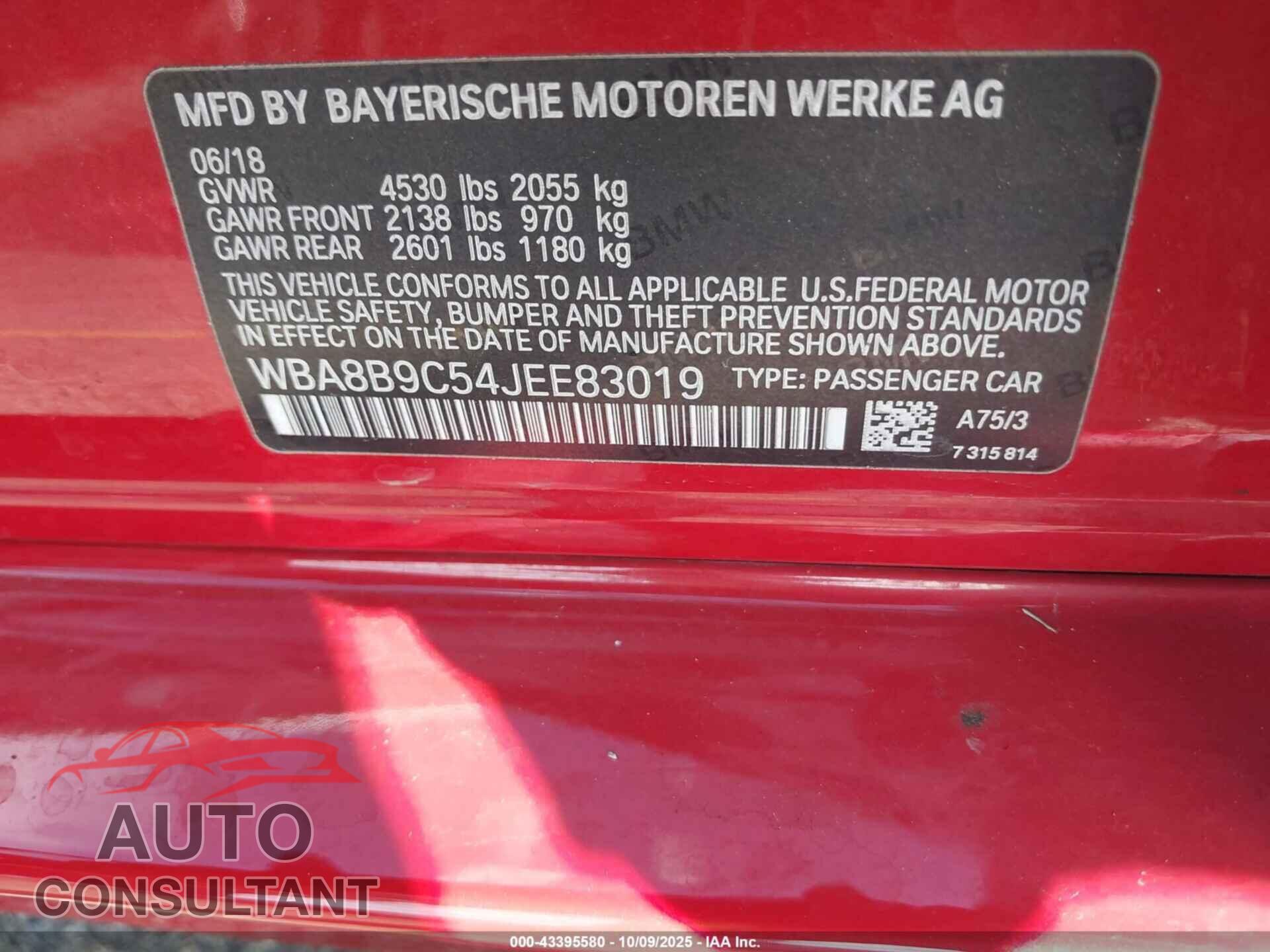 BMW 330I 2018 - WBA8B9C54JEE83019