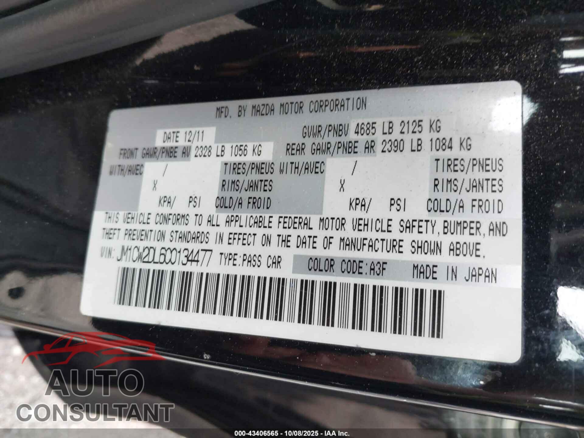 MAZDA MAZDA5 2012 - JM1CW2DL6C0134477