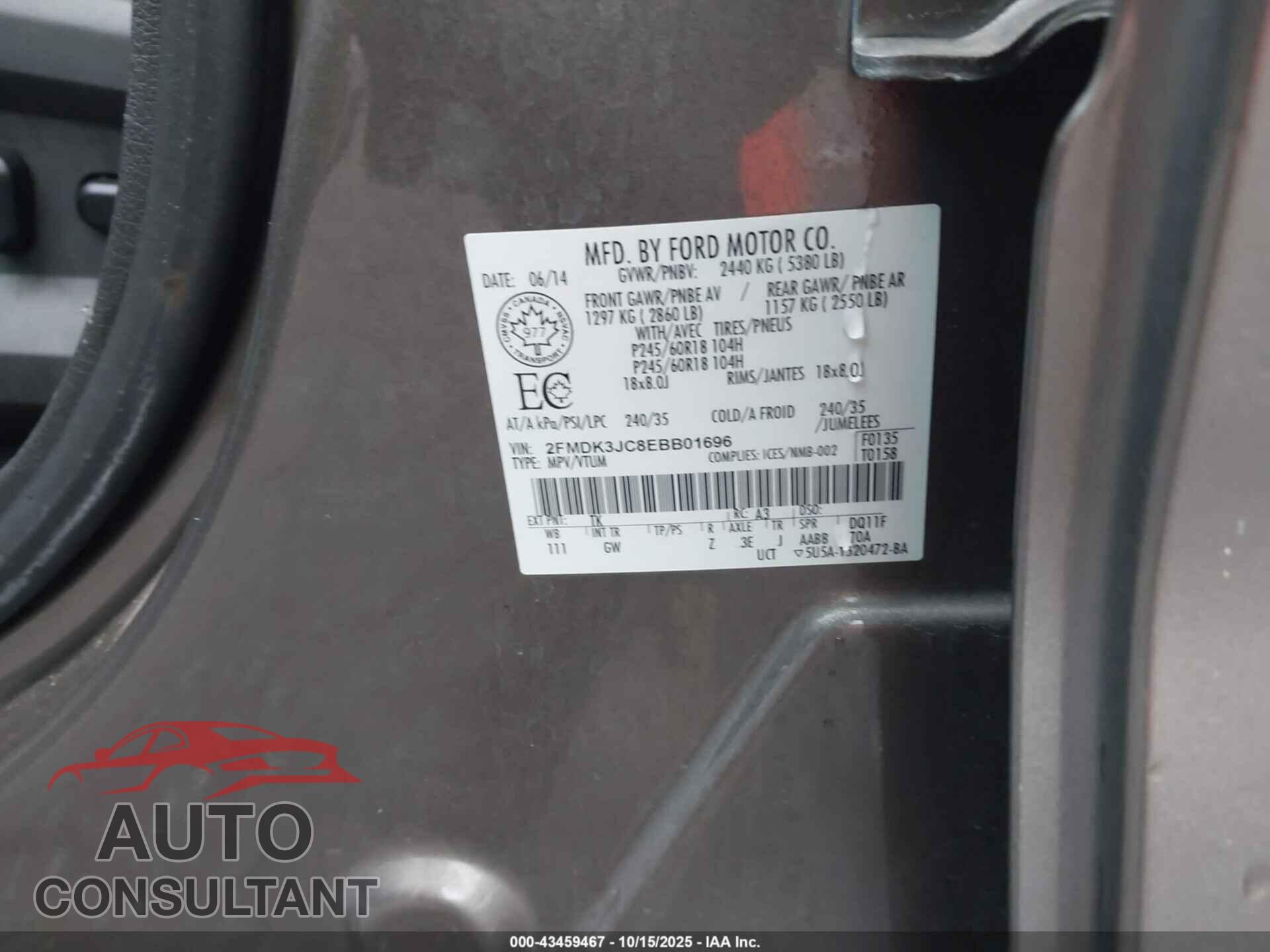 FORD EDGE 2014 - 2FMDK3JC8EBB01696