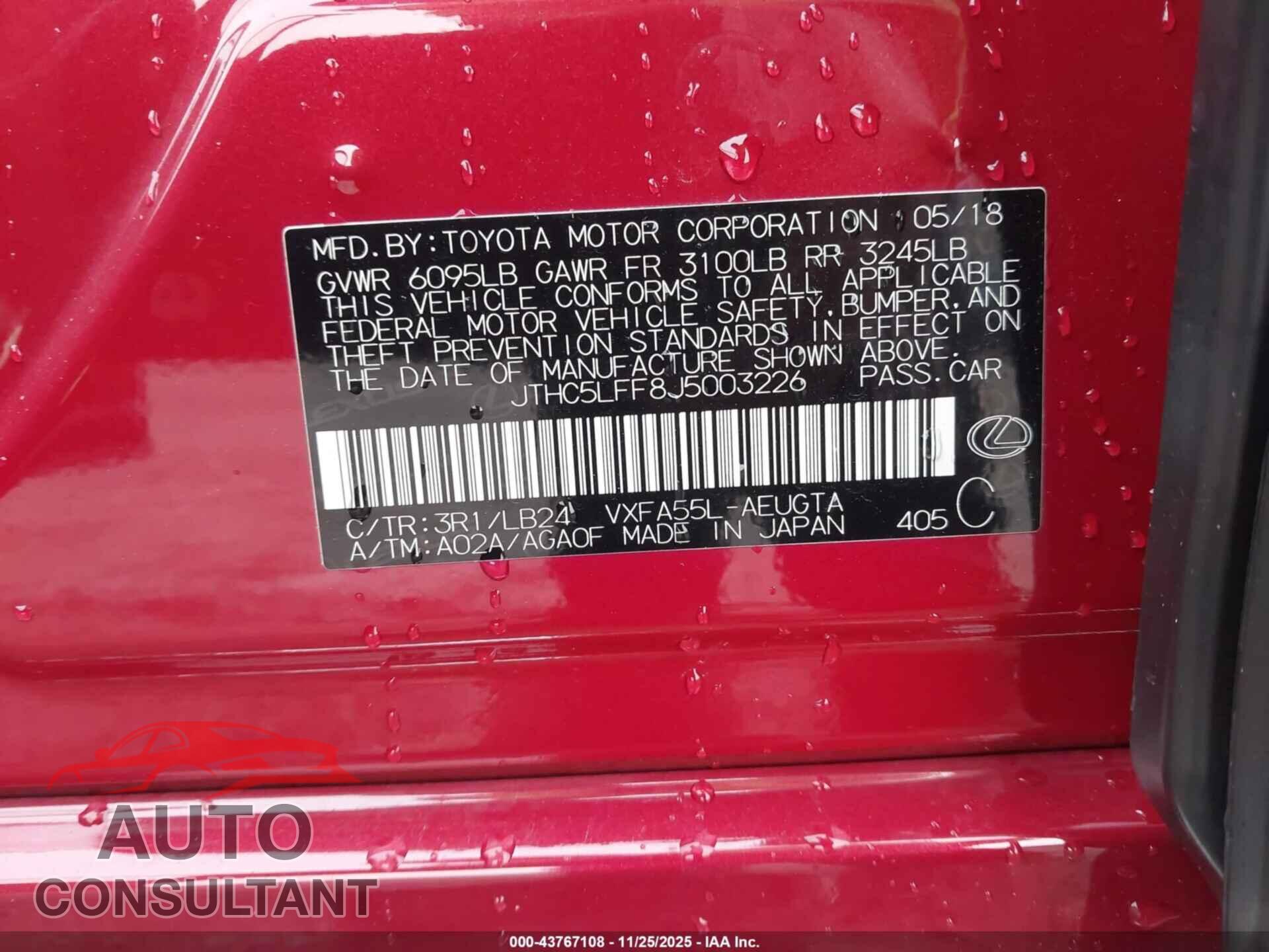 LEXUS LS 500 2018 - JTHC5LFF8J5003226