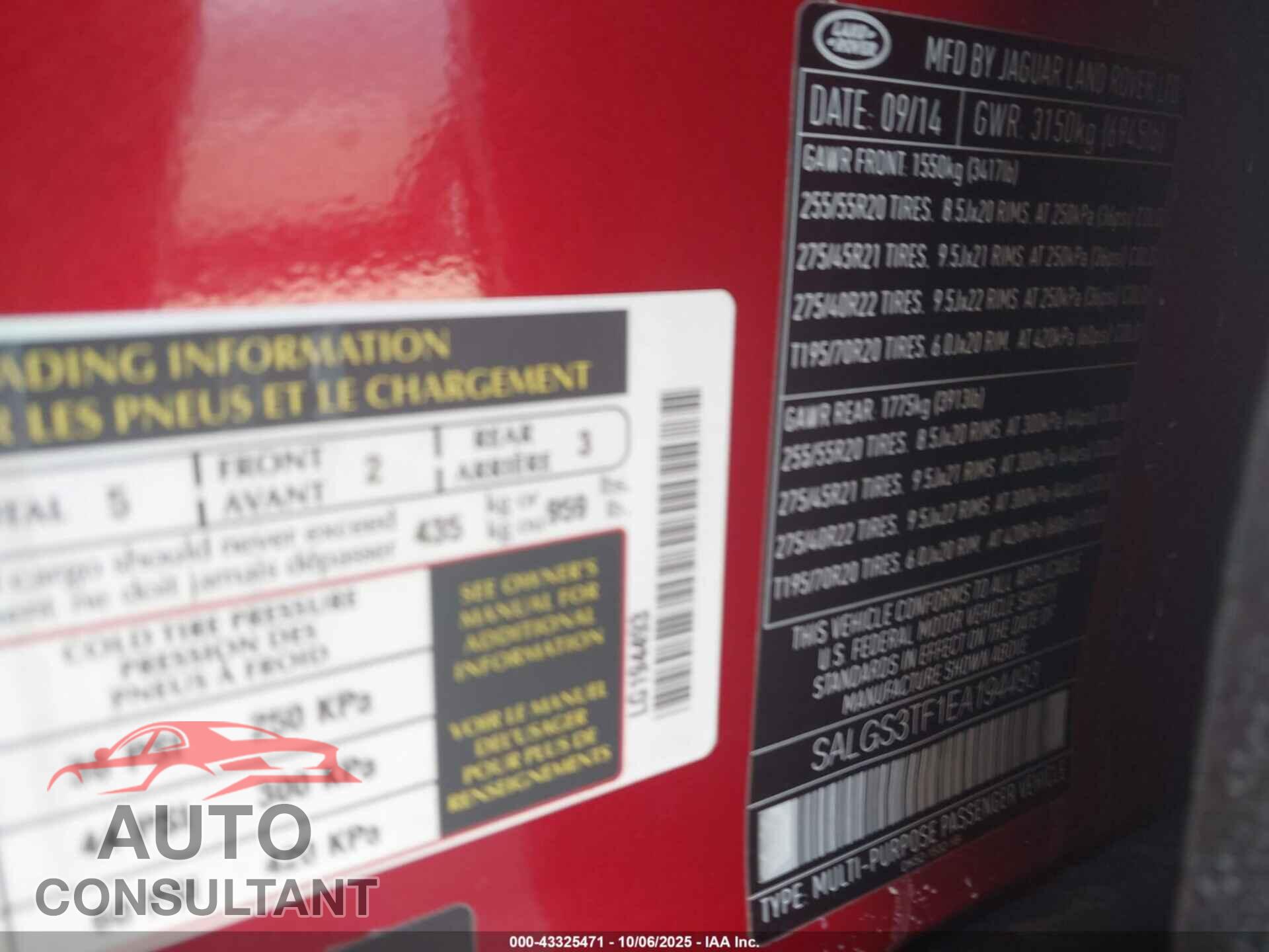 LAND ROVER RANGE ROVER 2014 - SALGS3TF1EA194493