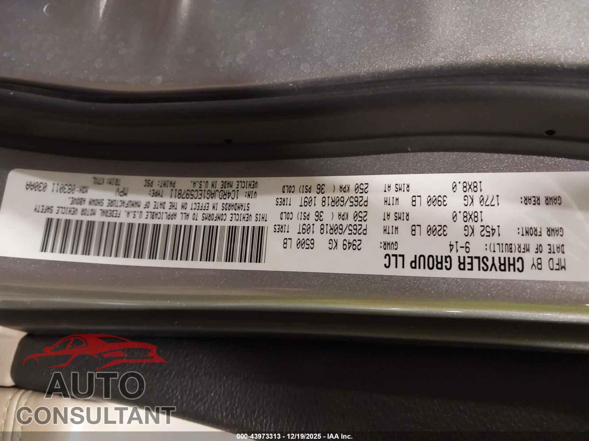 DODGE DURANGO 2014 - 1C4RDJAG1EC597811