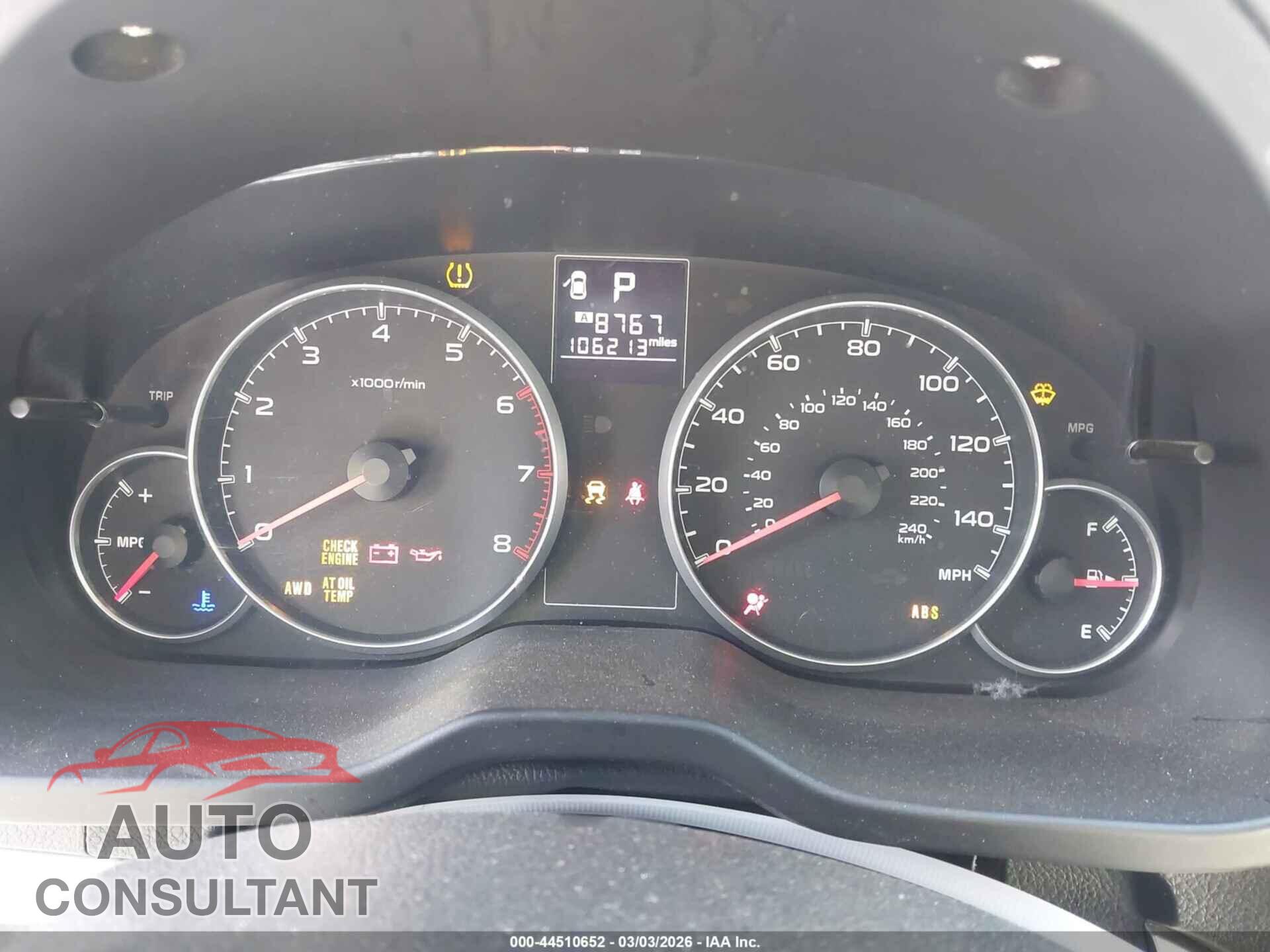 SUBARU OUTBACK 2013 - 4S4BRBAC0D3317814
