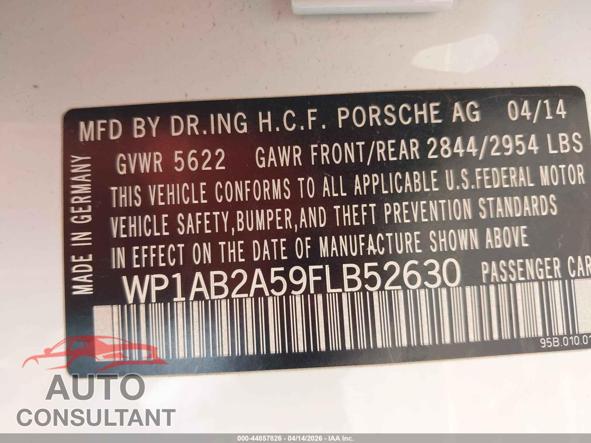 PORSCHE MACAN 2015 - WP1AB2A59FLB52630