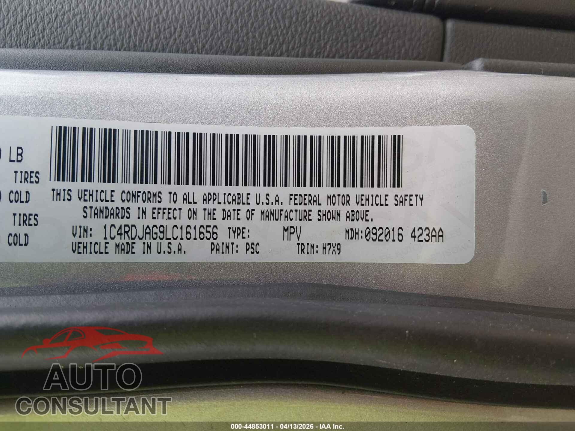 DODGE DURANGO 2020 - 1C4RDJAG9LC161656