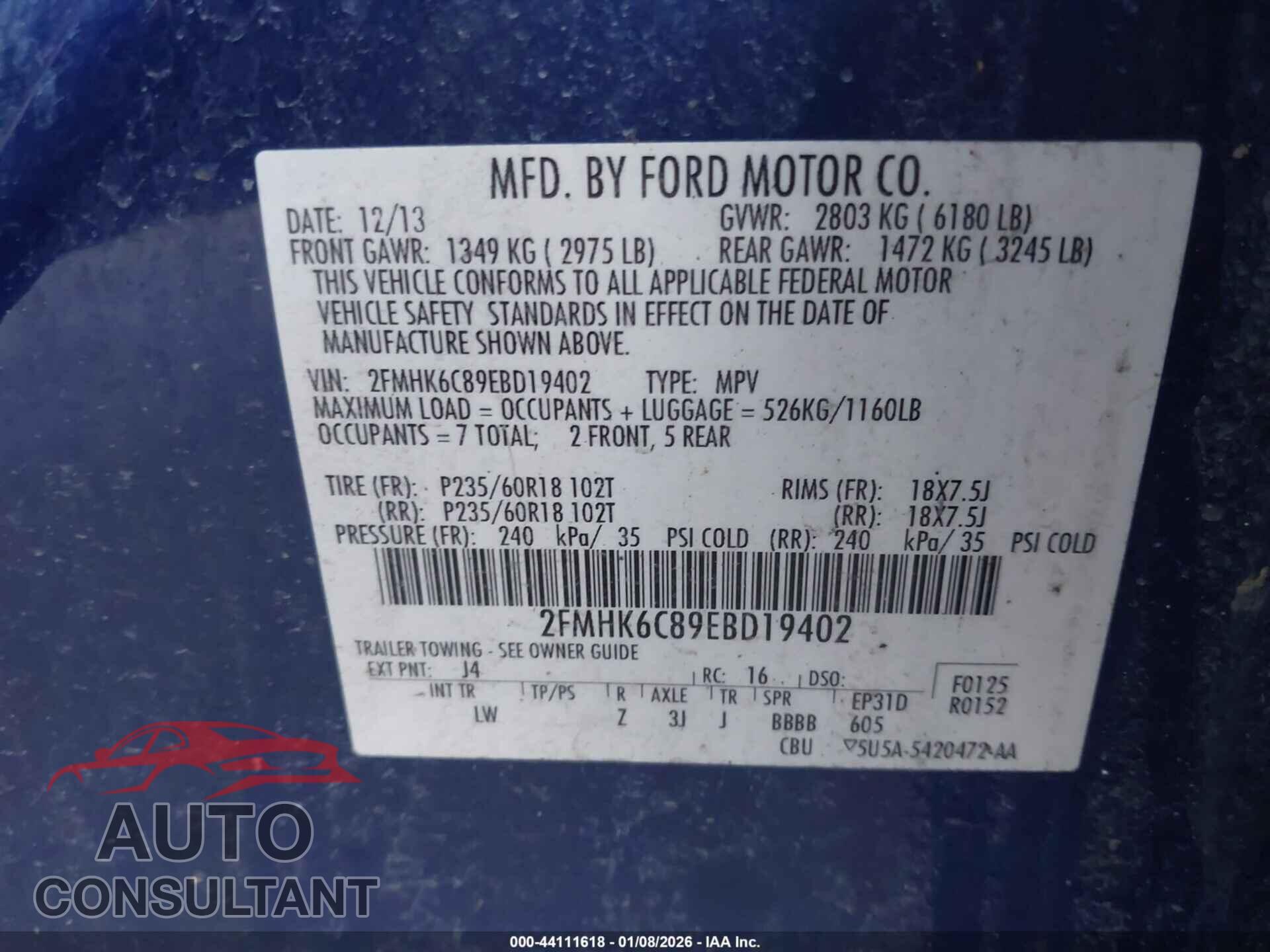 FORD FLEX 2014 - 2FMHK6C89EBD19402