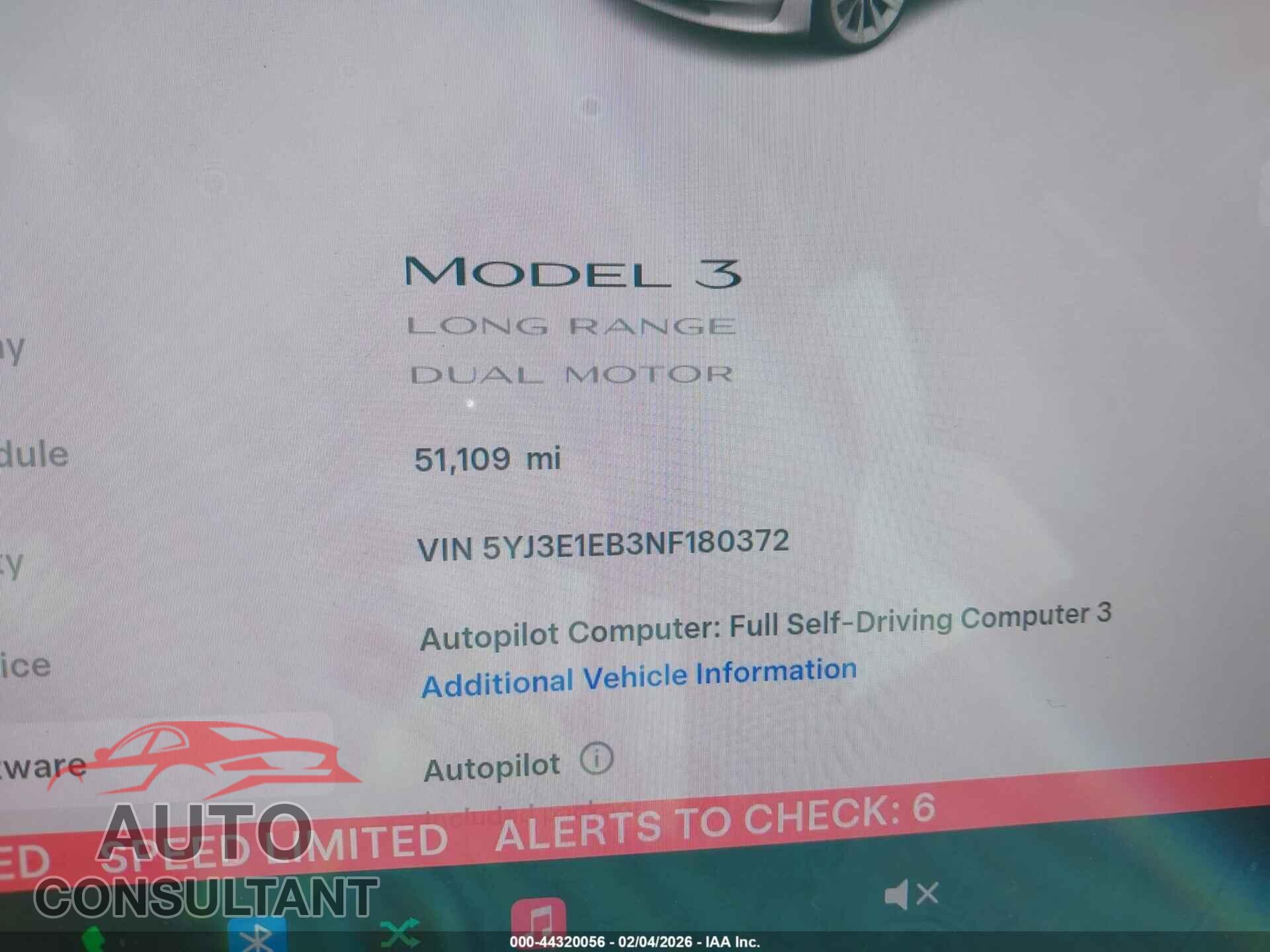 TESLA MODEL 3 2022 - 5YJ3E1EB3NF180372