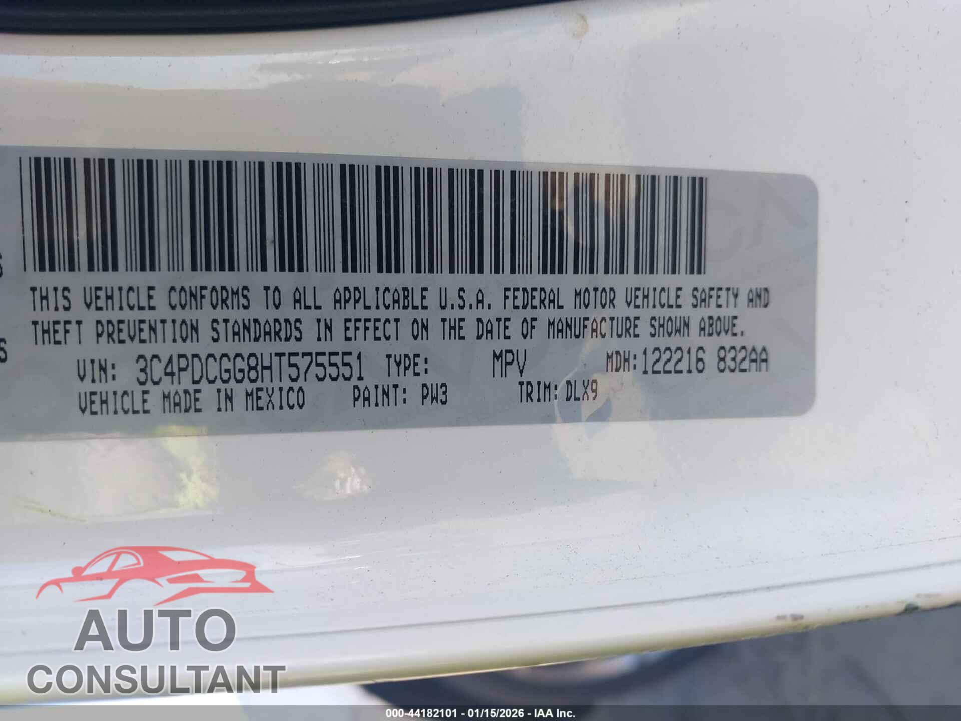 DODGE JOURNEY 2017 - 3C4PDCGG8HT575551