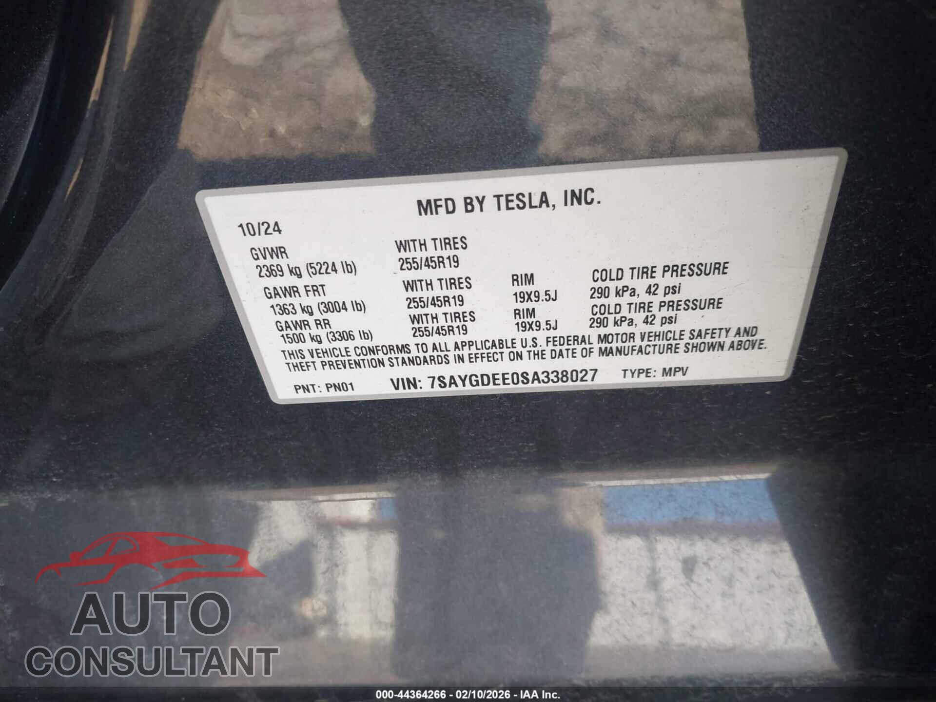 TESLA MODEL Y 2025 - 7SAYGDEE0SA338027