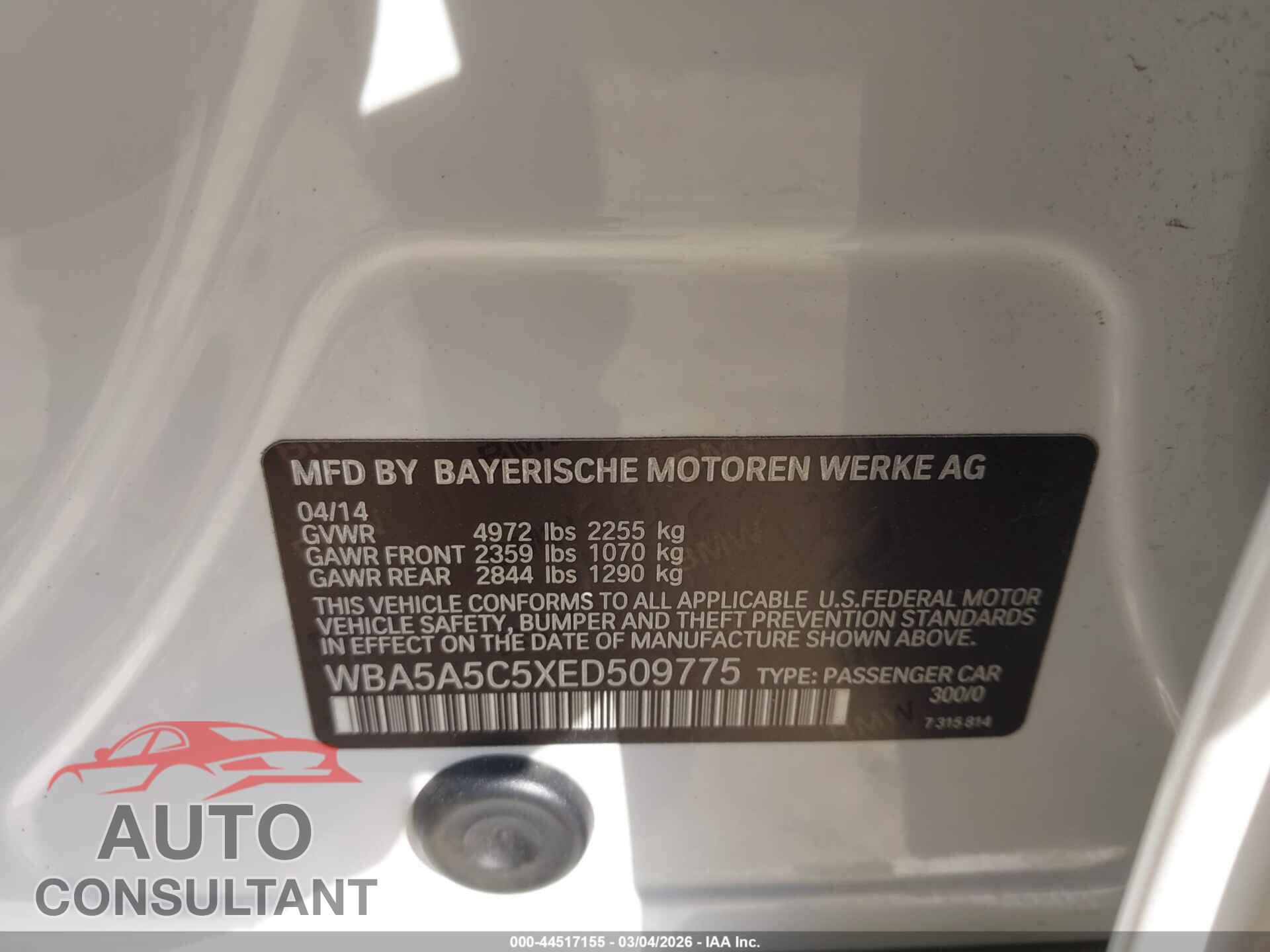 BMW 528I 2014 - WBA5A5C5XED509775