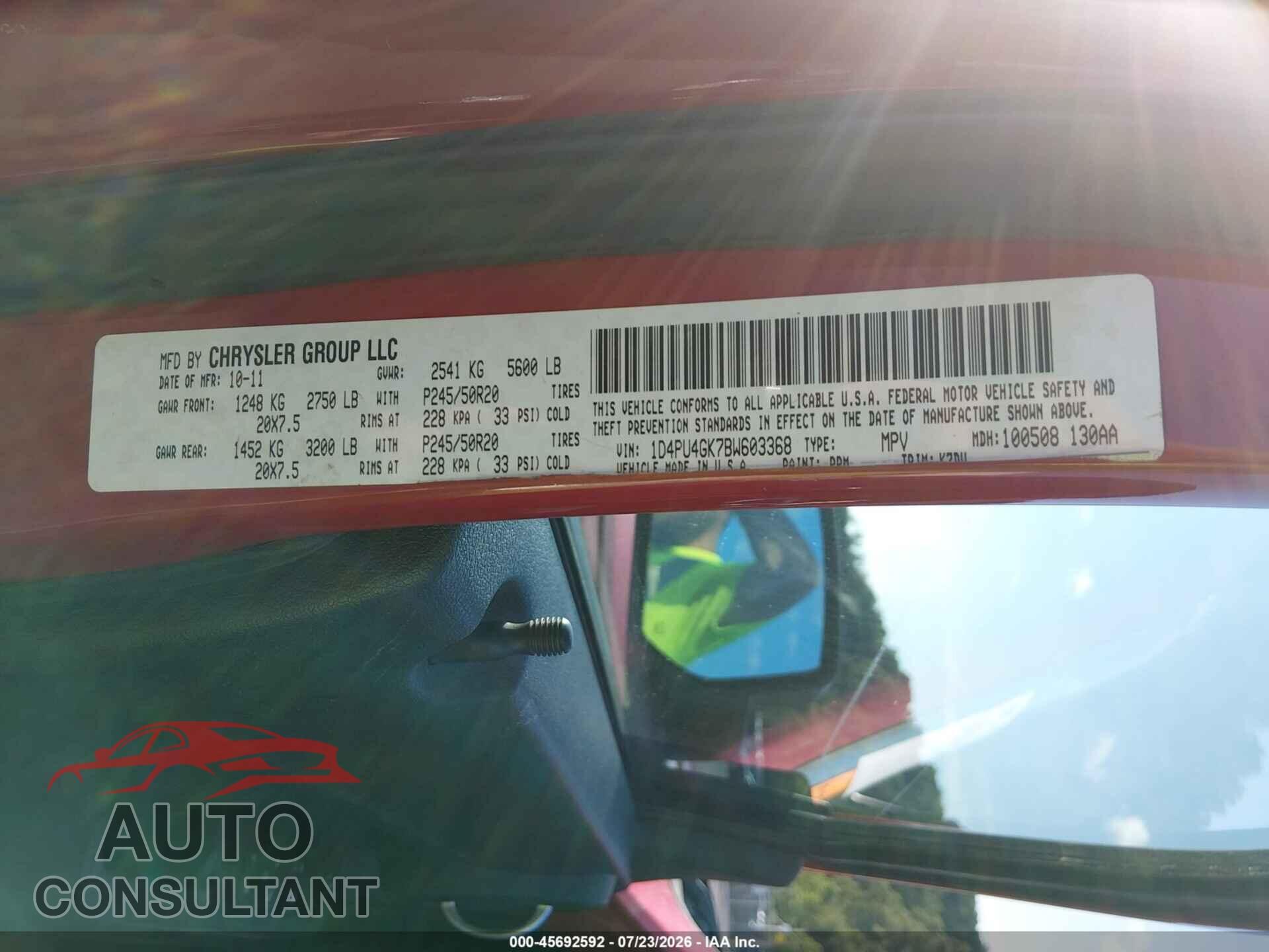 DODGE NITRO 2011 - 1D4PU4GK7BW603368