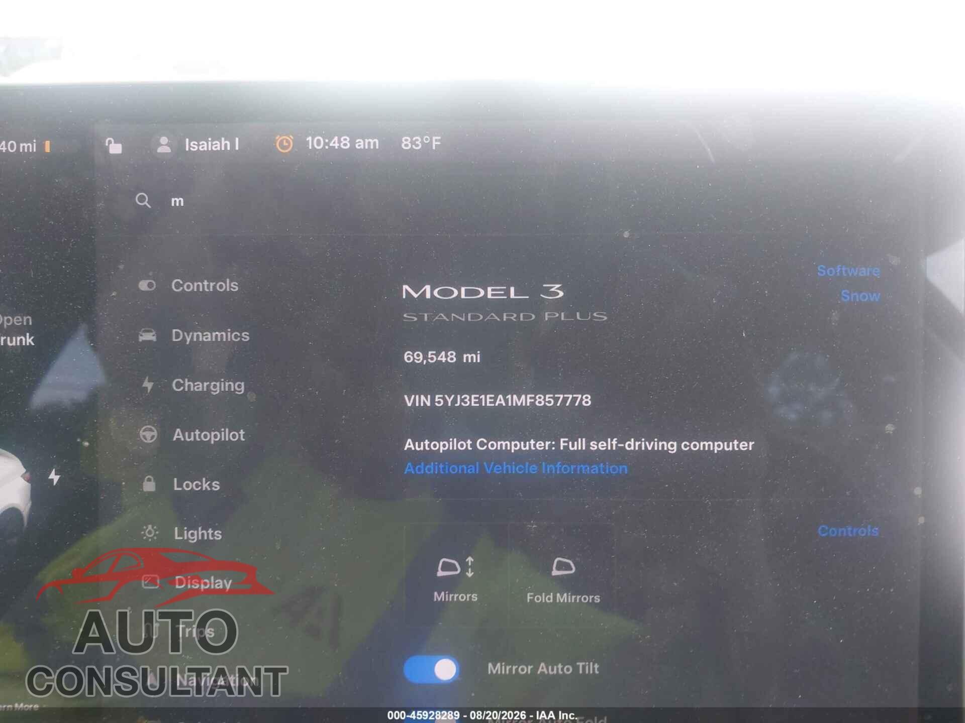 TESLA MODEL 3 2021 - 5YJ3E1EA1MF857778