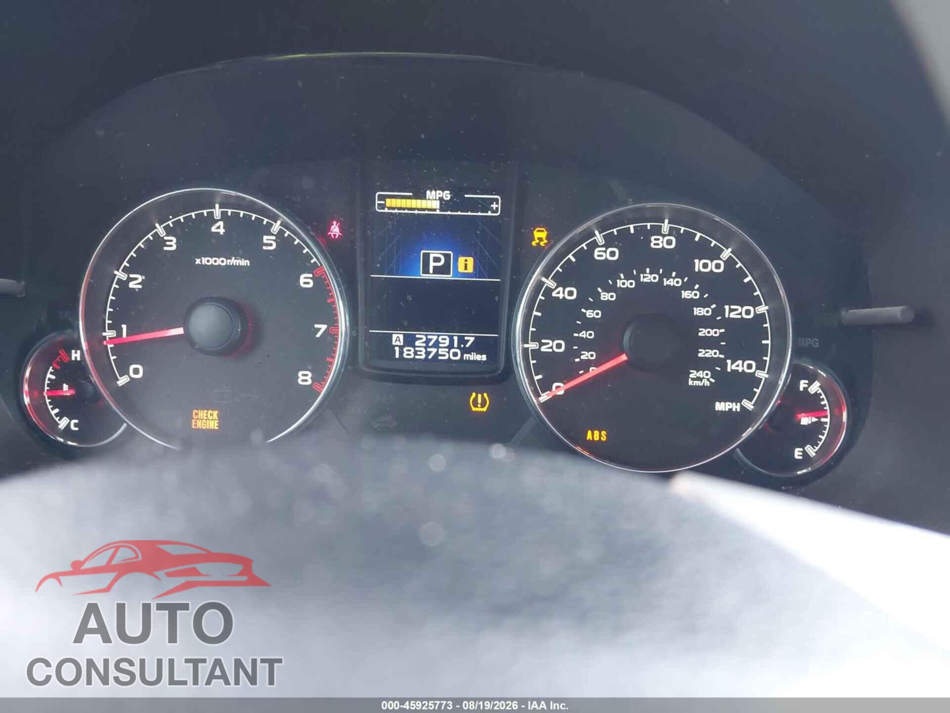 SUBARU OUTBACK 2014 - 4S4BRBLC7E3204523