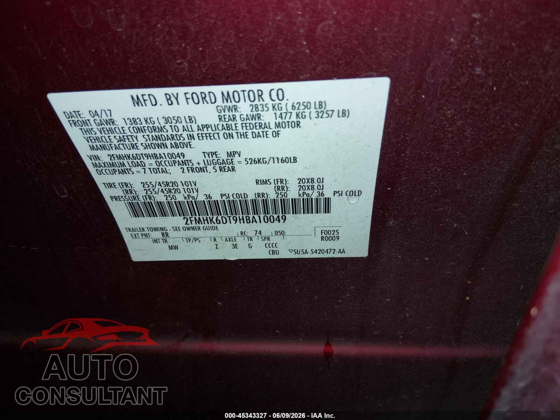 FORD FLEX 2017 - 2FMHK6DT9HBA10049