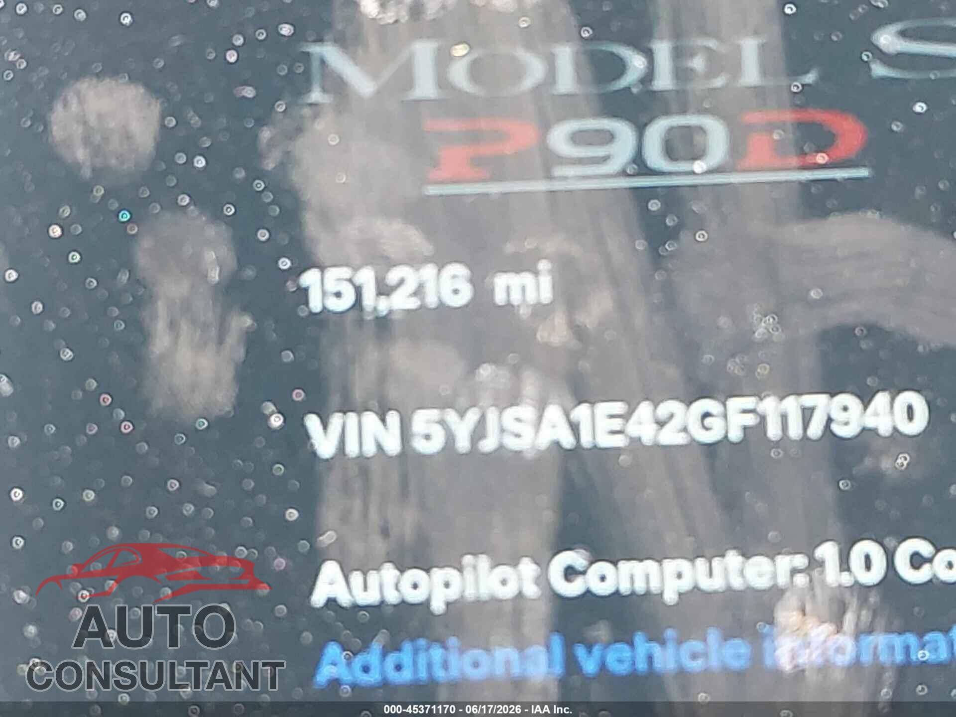 TESLA MODEL S 2016 - 5YJSA1E42GF117940