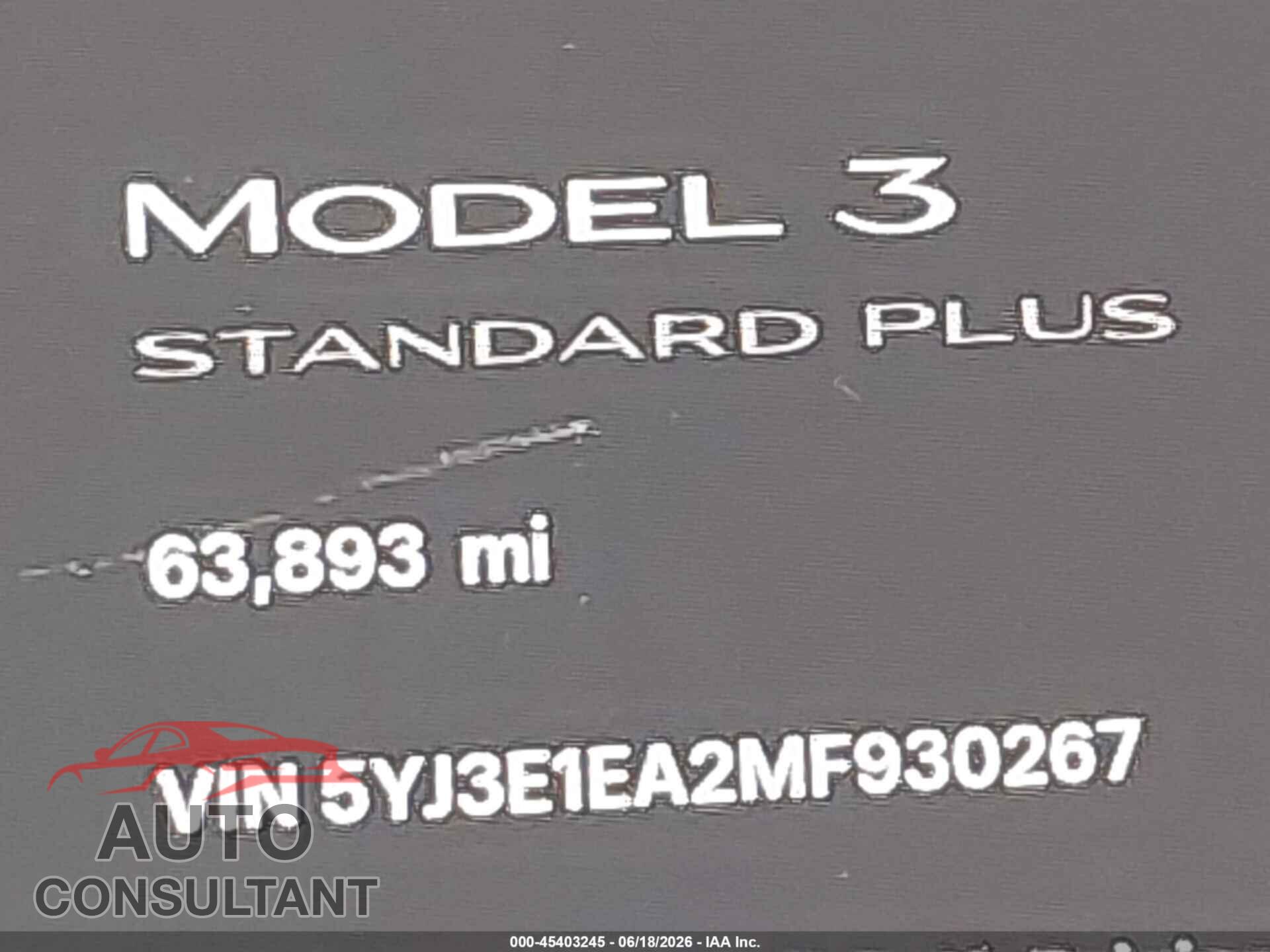 TESLA MODEL 3 2021 - 5YJ3E1EA2MF930267