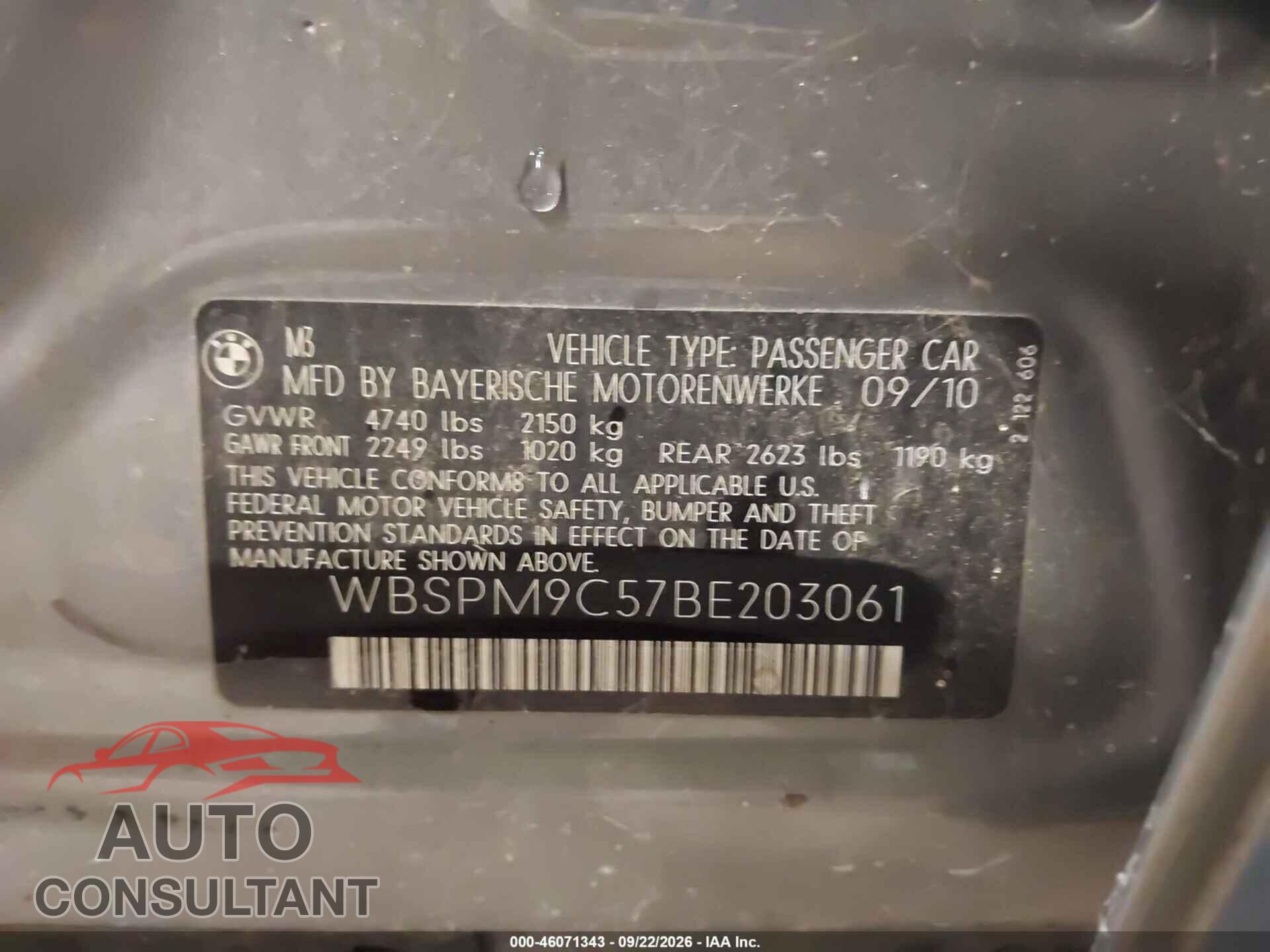 BMW M3 2011 - WBSPM9C57BE203061